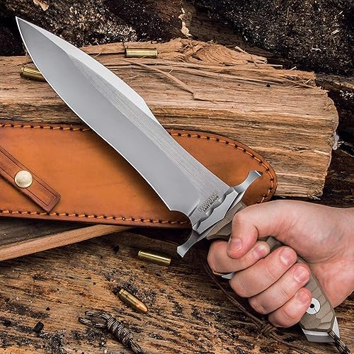 Miniatura 4 de United Cutlery Rambo Last Blood Heartstopper - Cuchillo y funda de cuero, autorizado oficialmente por Stallone, hoja de acero inoxidable 7Cr17,