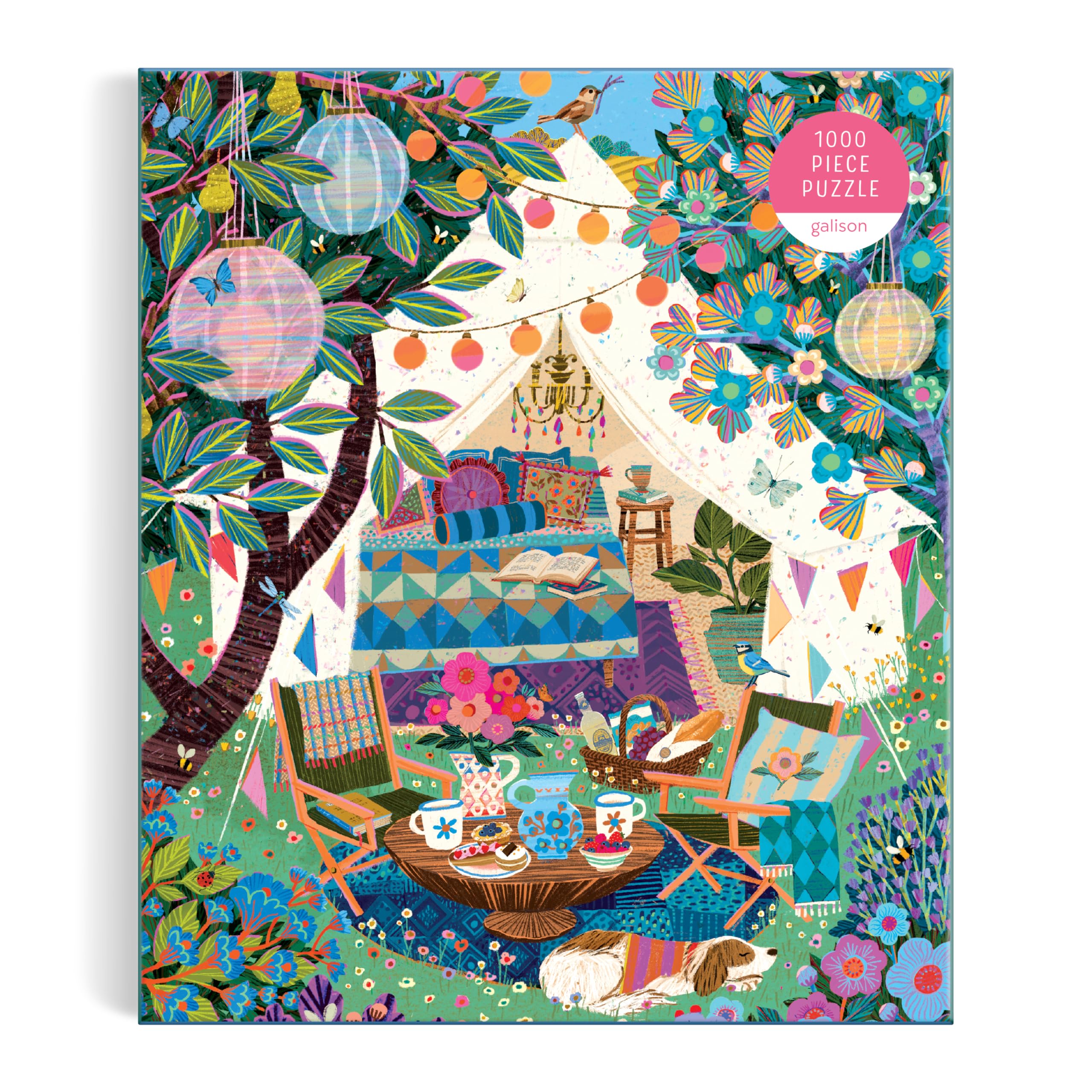 Galison Blooming Escape – 1000 Piece Jigsaw Puzzle Featuring Beautiful Artwork of A Luxurious Camp Scene - 3