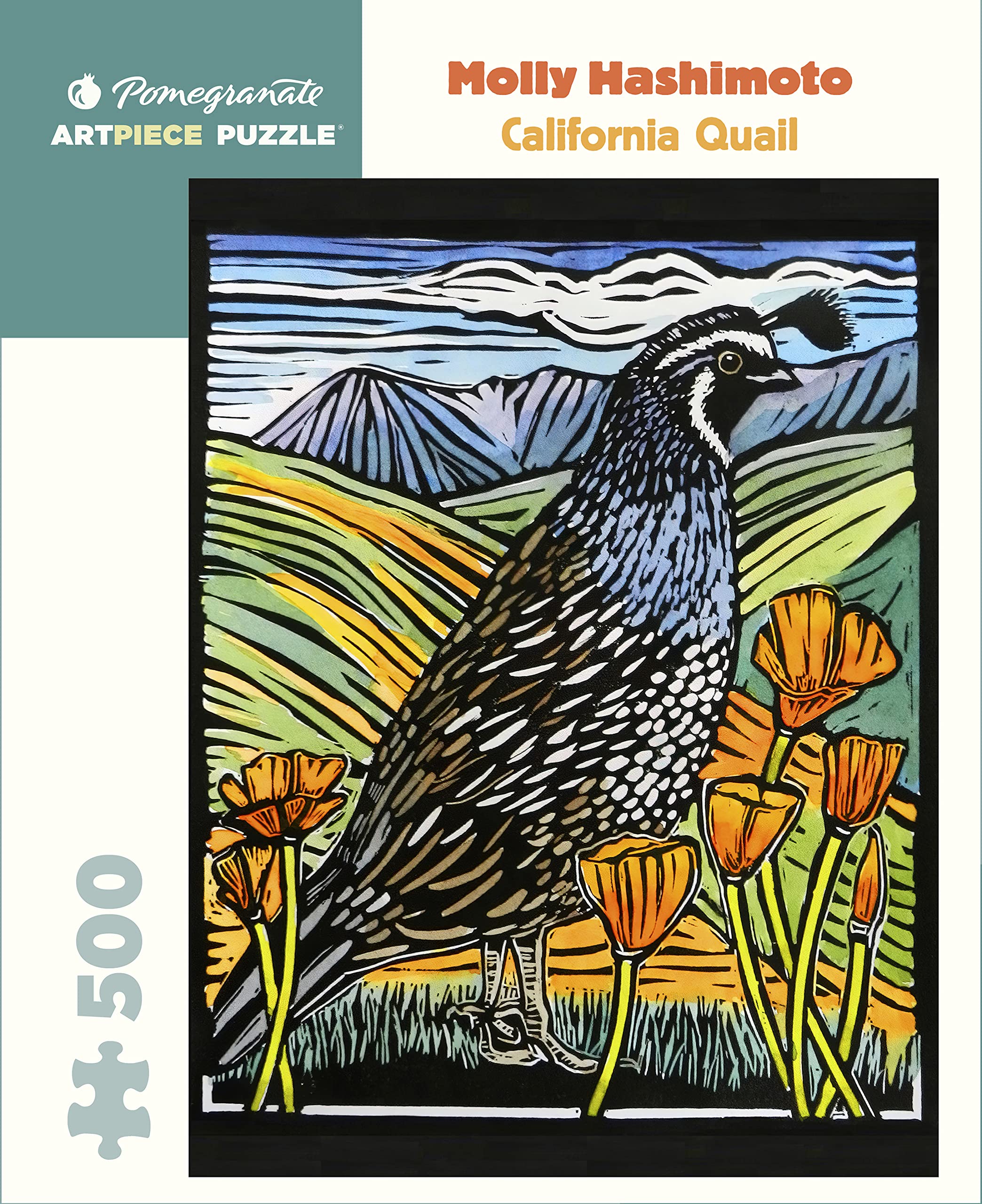 Pomegranate 500-Piece Jigsaw Puzzle for Adults, Molly Hashimoto's California Quail, Large Piece Puzzle, Matte Finish, Snug Fit - Image 2