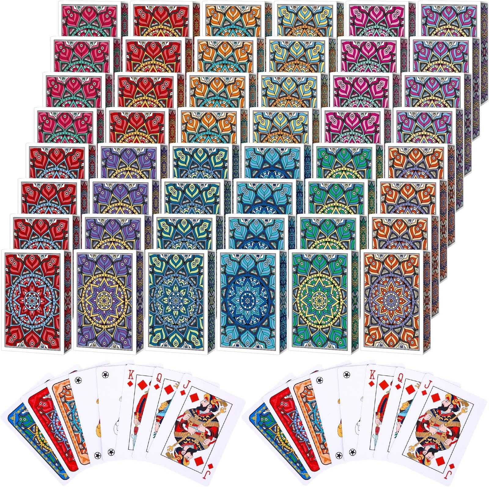 Zubebe 24 Pack Decks of Nertz Card Game Bulk Standard Playing Cards Mandalas Theme Playing Card Multiplayer Solitaire Cards Compatible with Poker, Blackjack, Rummy, Go Fish, Bridge (12 Colors)