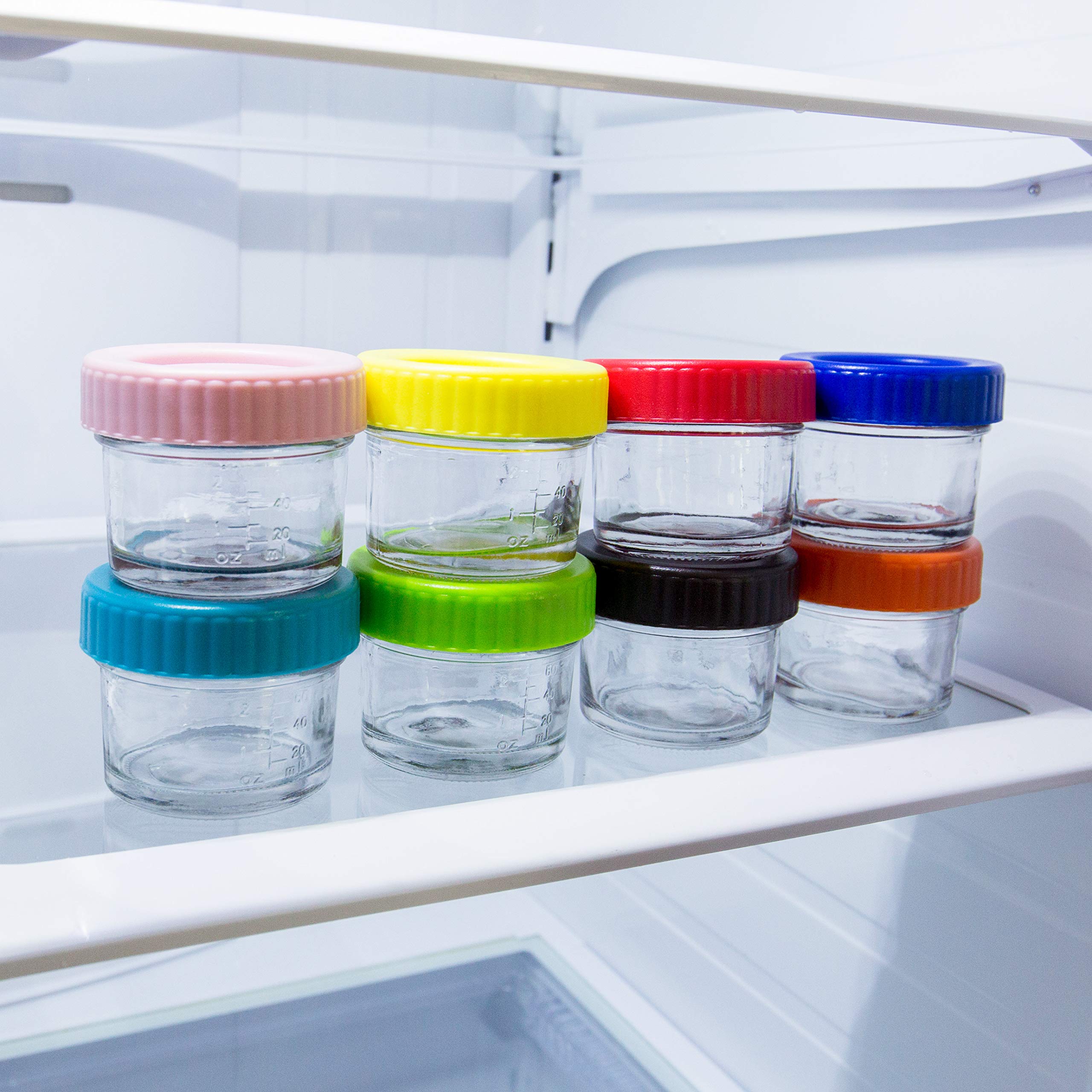 Youngever Glass Baby Food Storage, 4 Ounce Stackable Baby Food Glass