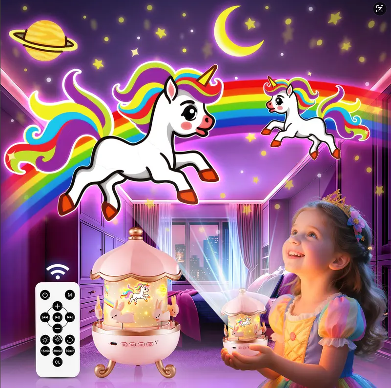 Carousel Night Light for Kids,15 Music+15 Films+315 Colors Star