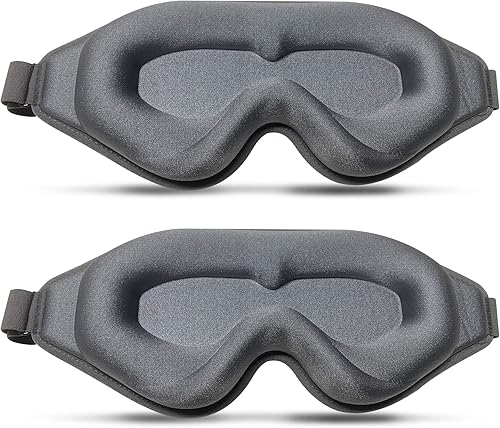 Máscara de dormir para hombres y mujeres, cubre ojos contorneados profundos 3D mejorados para dormir con correa ajustable, bloqueo de luz, cubierta