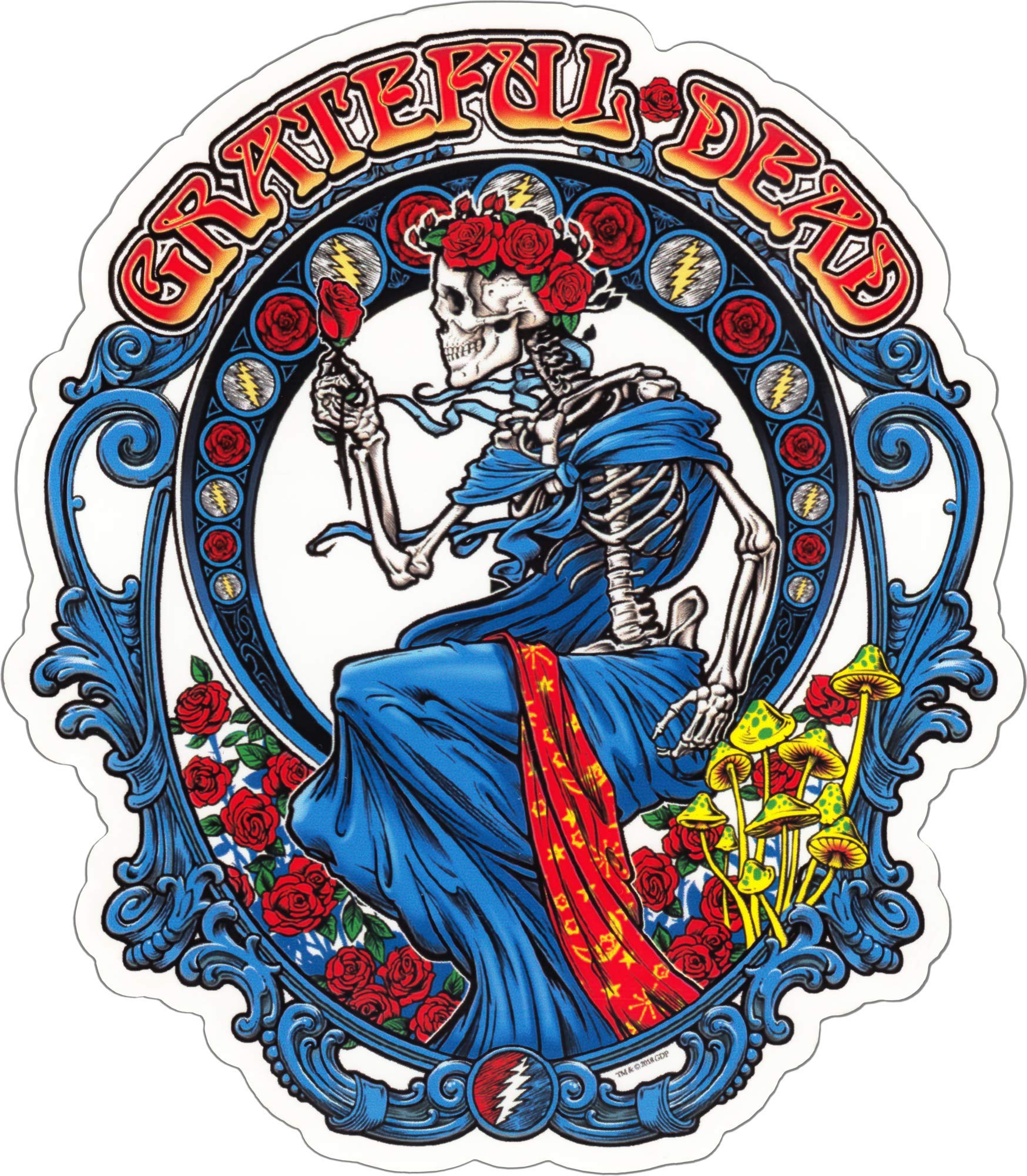 Amazon.com: Grateful Dead Vintage Mucha Style Bertha in Blue Dress  Transparent Die-Cut Sticker/Decal : Toys & Games