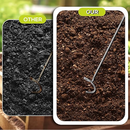Miniatura 7 de Aireador de compost, volteador de abono y herramienta de mezcla, herramienta aireadora de compost de acero inoxidable, herramienta de aireación de