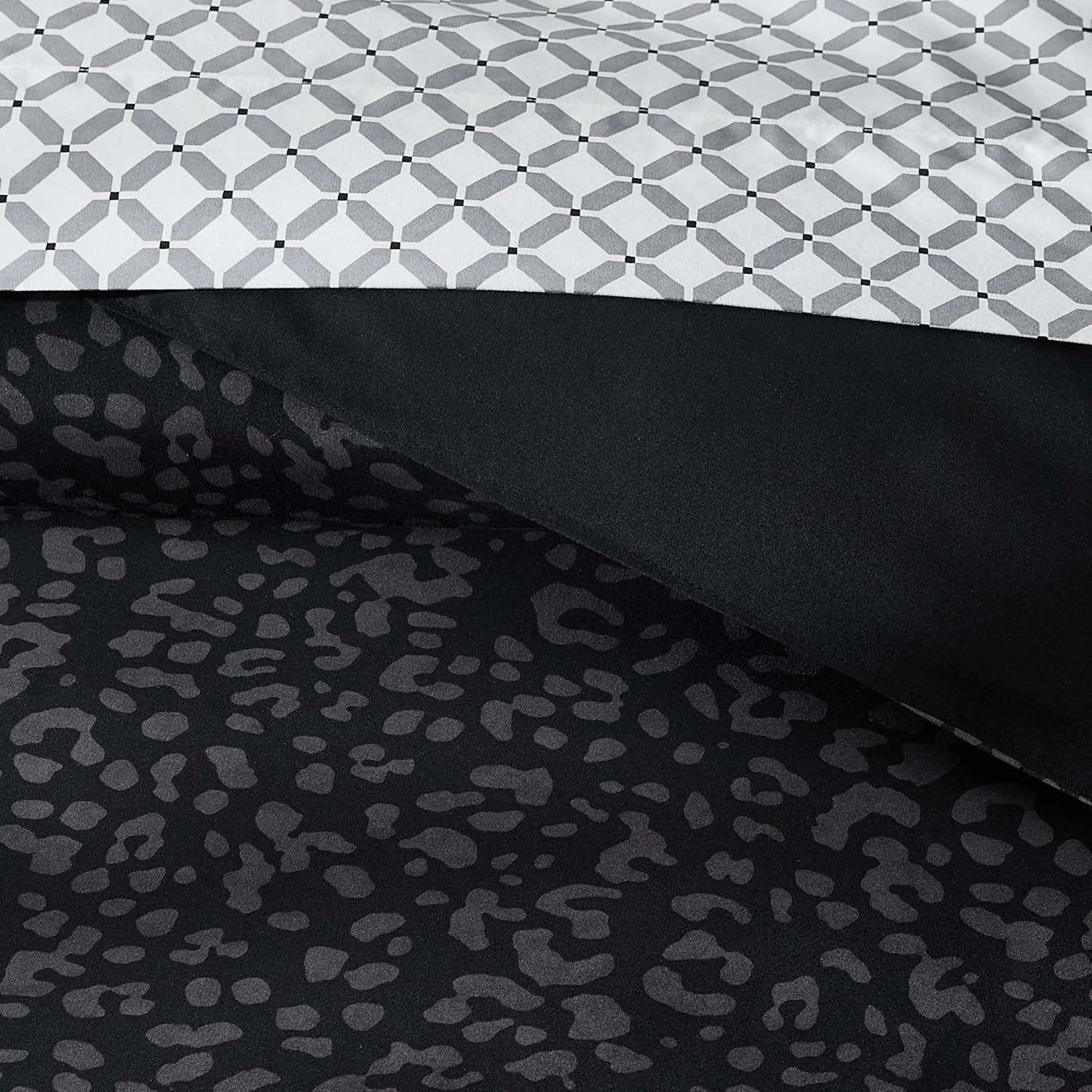 Nine West Black Leopard Comforter Set 8-Piece Bed in a Bag, Queen