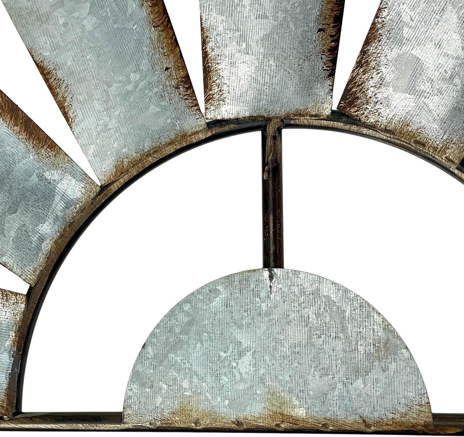 Zeckos Galvanized Grey Metal Half-Windmill Wall Sculpture - Large 35-Inch Rustic Art Piece - Easy Installation - Perfect for Country Farmhouse Themed Decor