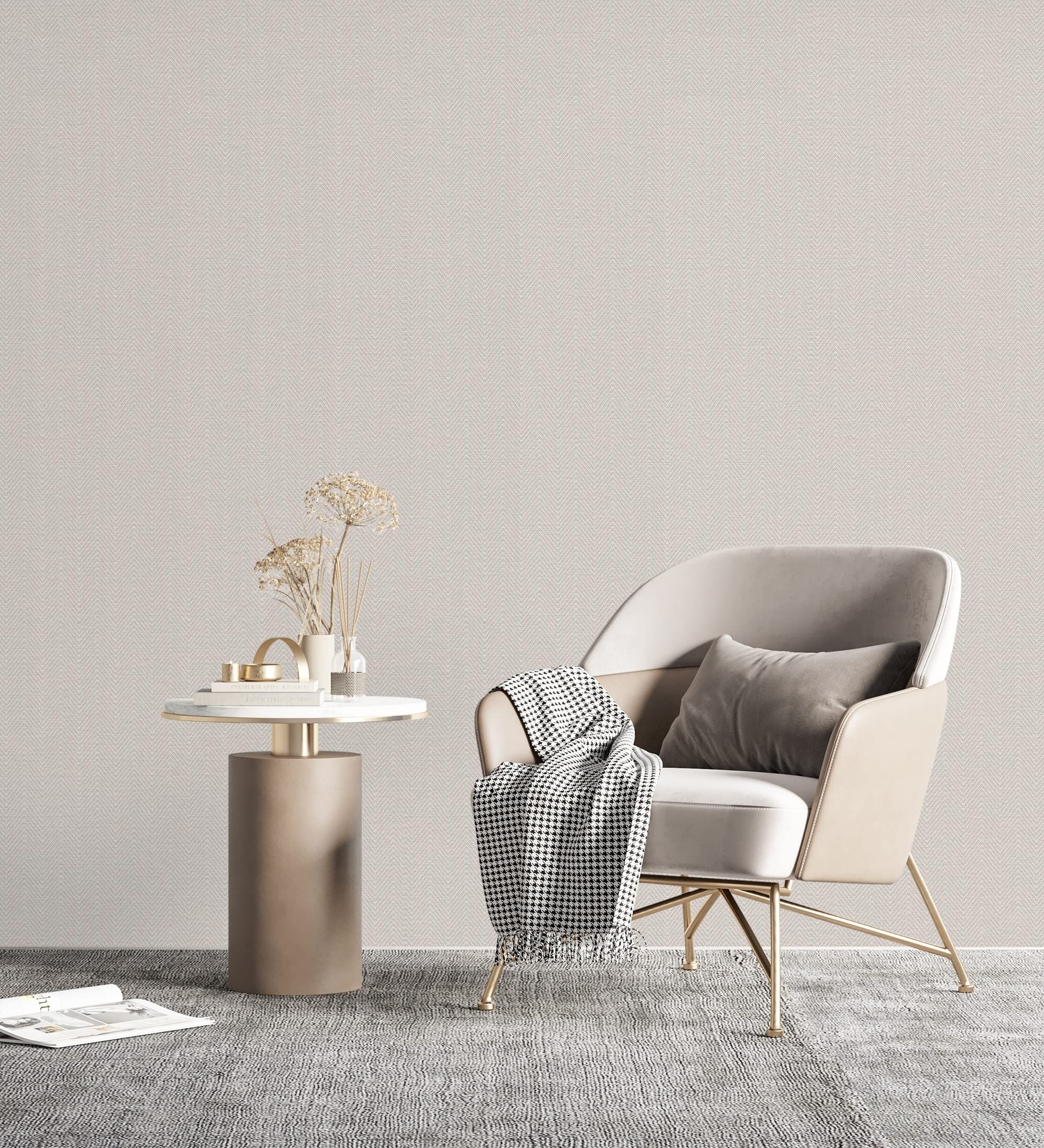 GAULAN 680976 - Carta da parati lavabile in vinile di spiga con texture in rilievo per pareti soggiorno cucina bagno camera da letto corridoio mobile - Rotolo di 10 m x 1,06 m