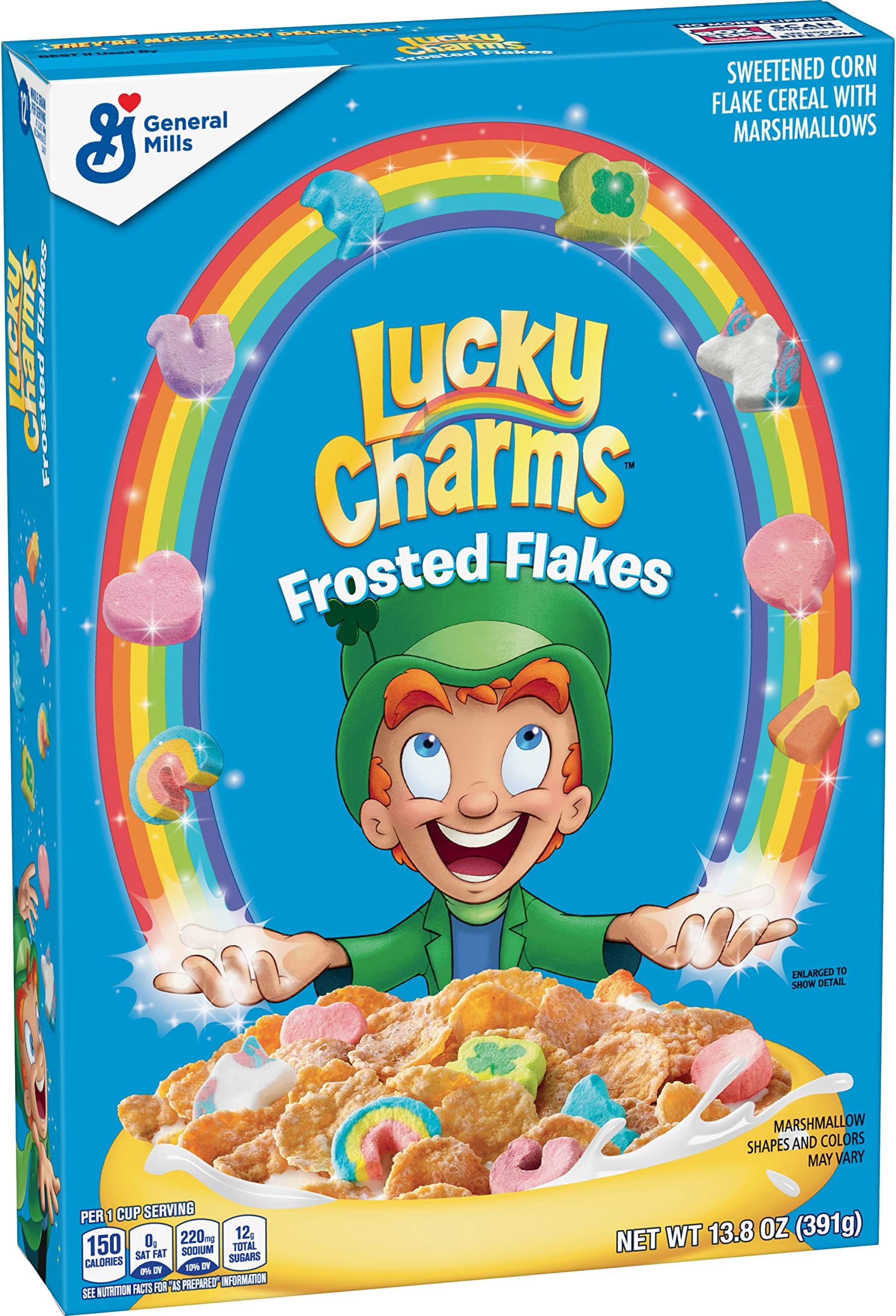 Lucky Charms Frosted Flakes, Marshmallow Cereal, Whole Grain, Unicorns, 13.8 oz