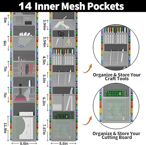 Miniatura 3 de Portarrollos de vinilo con 60 compartimentos, 10 bolsillos internos de malla, 2 ganchos y 1 correa, y un desbrozador y raspador, almacenamiento de