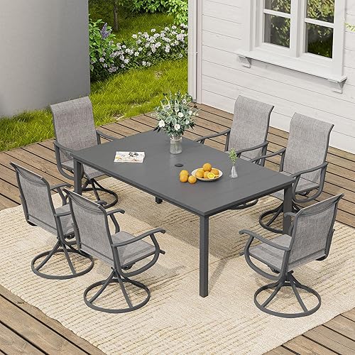 Miniatura 85 de VICLLAX Muebles pequeños de exterior de 3 piezas, 2 sillas giratorias de patio y mesa redonda pequeña para 2, sillas de carbón oscuro y negro Carbón