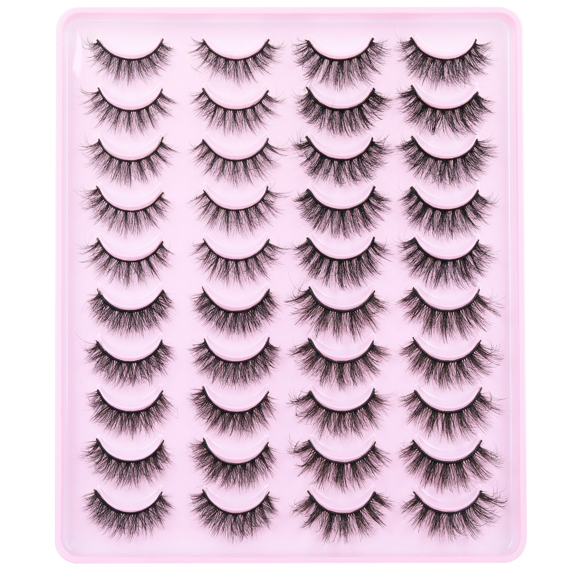 False Eyelashes Natural Wispy Lashes Cat Eye Lashes 4 Style Faux Mink Lashes 15-16mm 3D Mink Lashes Pack by FANXITON