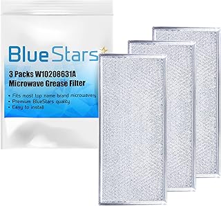 Ultra Durable W10208631A Filter Aluminum Mesh Microwave Grease Filter Approx. 13" x 6" by BlueStars - Exact Fit for Whirlpool & Maytag Microwaves - Replaces AP5617368 W10208631 PS3650910 - PACK OF 3