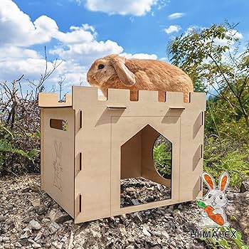 y⭐︎Rabbit HIIMALEX Sturdy Bunny House with Spacious Perch Hidey