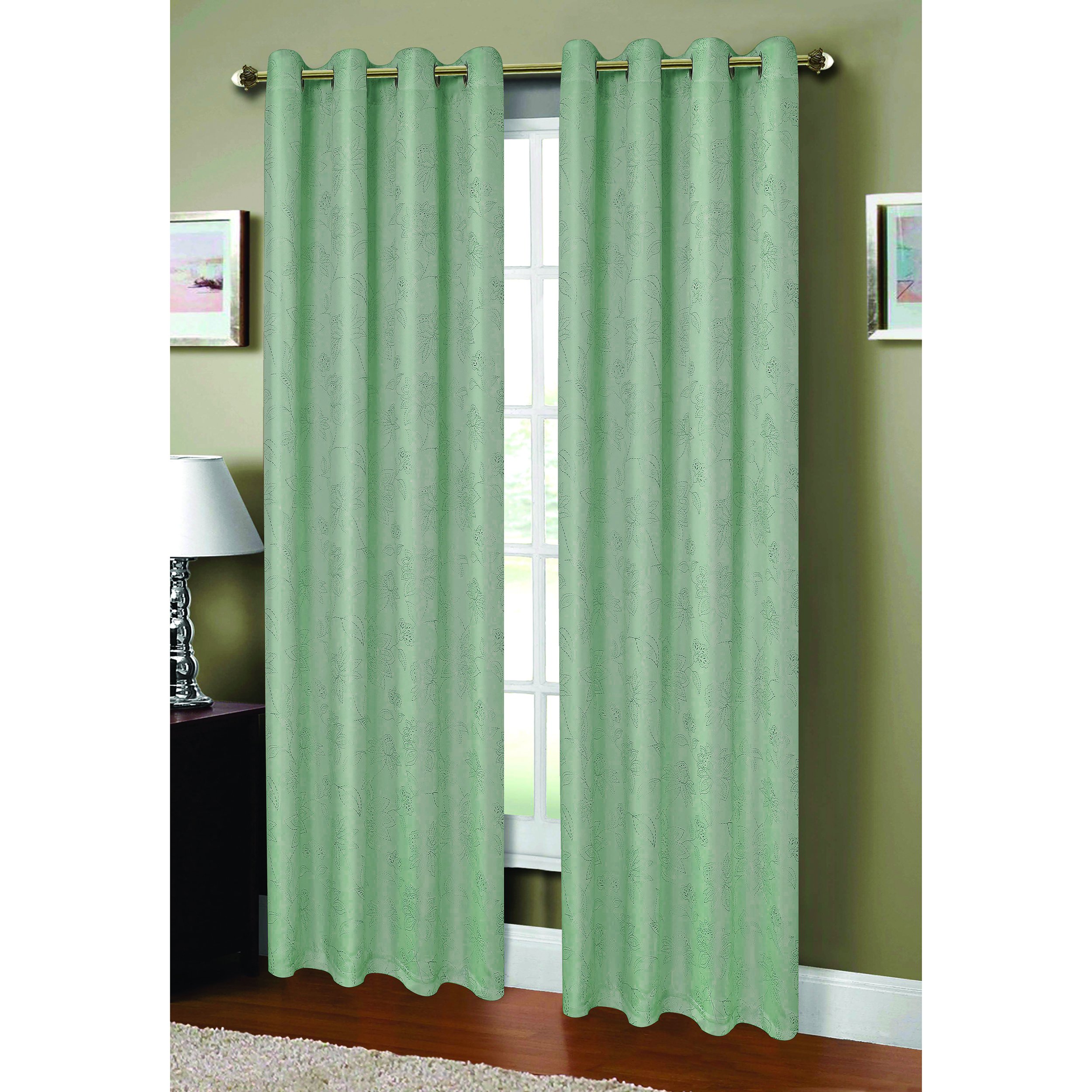 Window Elements Danica Faux Embroidered Jacquard Extra Wide 54 X 84 in. Grommet Curtain Panel, Aqua