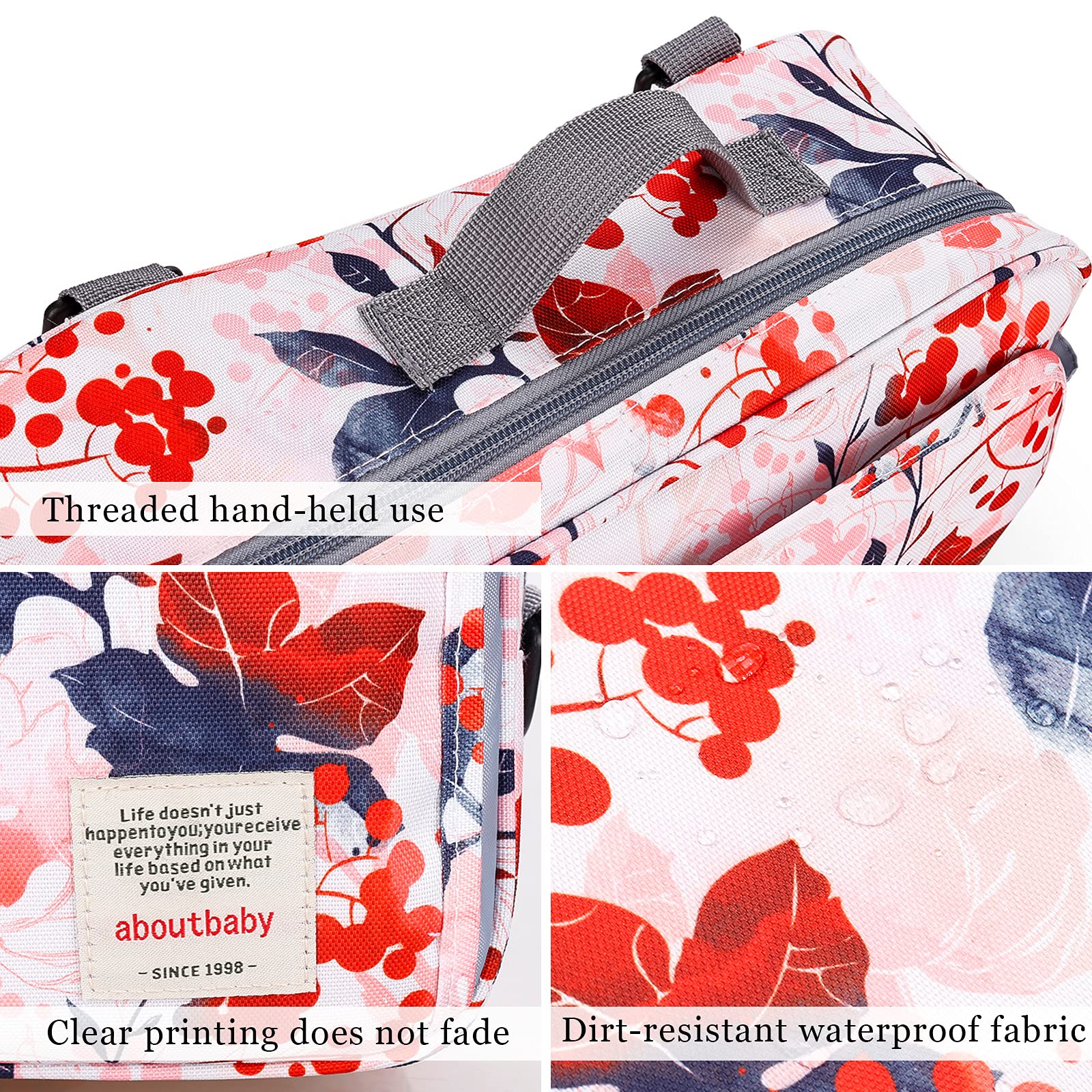SONARIN Sac de Rangement pour Poussette,Organisateur de poussette avec porte-gobelet,2 x crochets pour landau,bandoulière utilisée comme sac à main,Universal Fit tous Poussette(Rose)