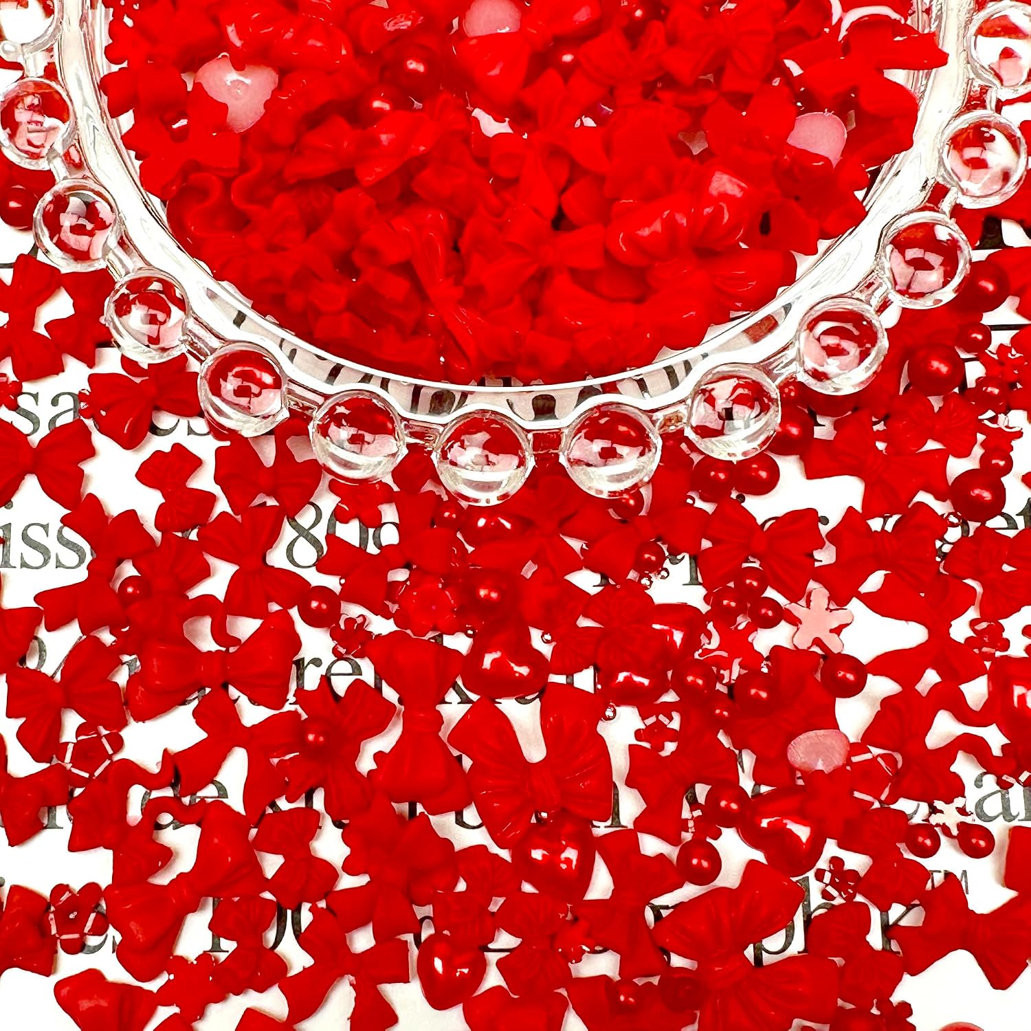 3D Bow Charms for Nails Cute Butterfly Nail Charms Red Bows Style and Heart Pearl Nails Petal,for Manicure DIY Nail Art Design Jewelry Decoration image 3