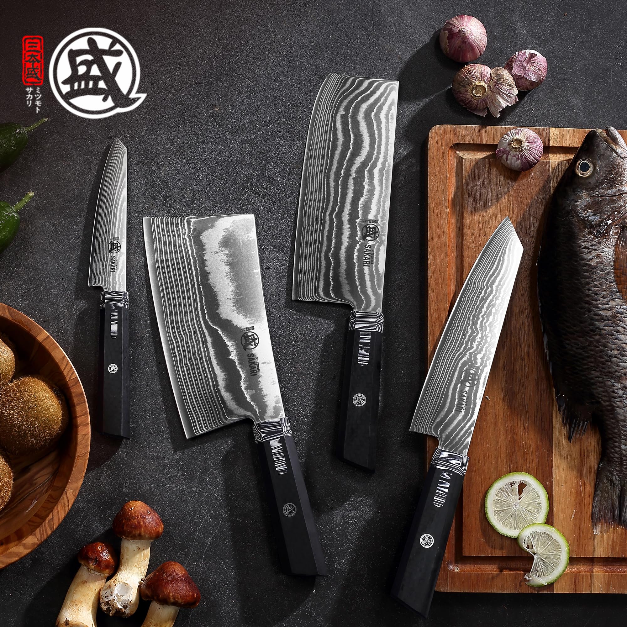 MITSUMOTO SAKARI 11 cm SG-PRO Schälmesser, Obstmesser im Japanischen Stil | Professionelles Damaszener Kochmesser, Schälmesser für Gemüse und Obst in der Küche, Ergonomischer G10-Griff