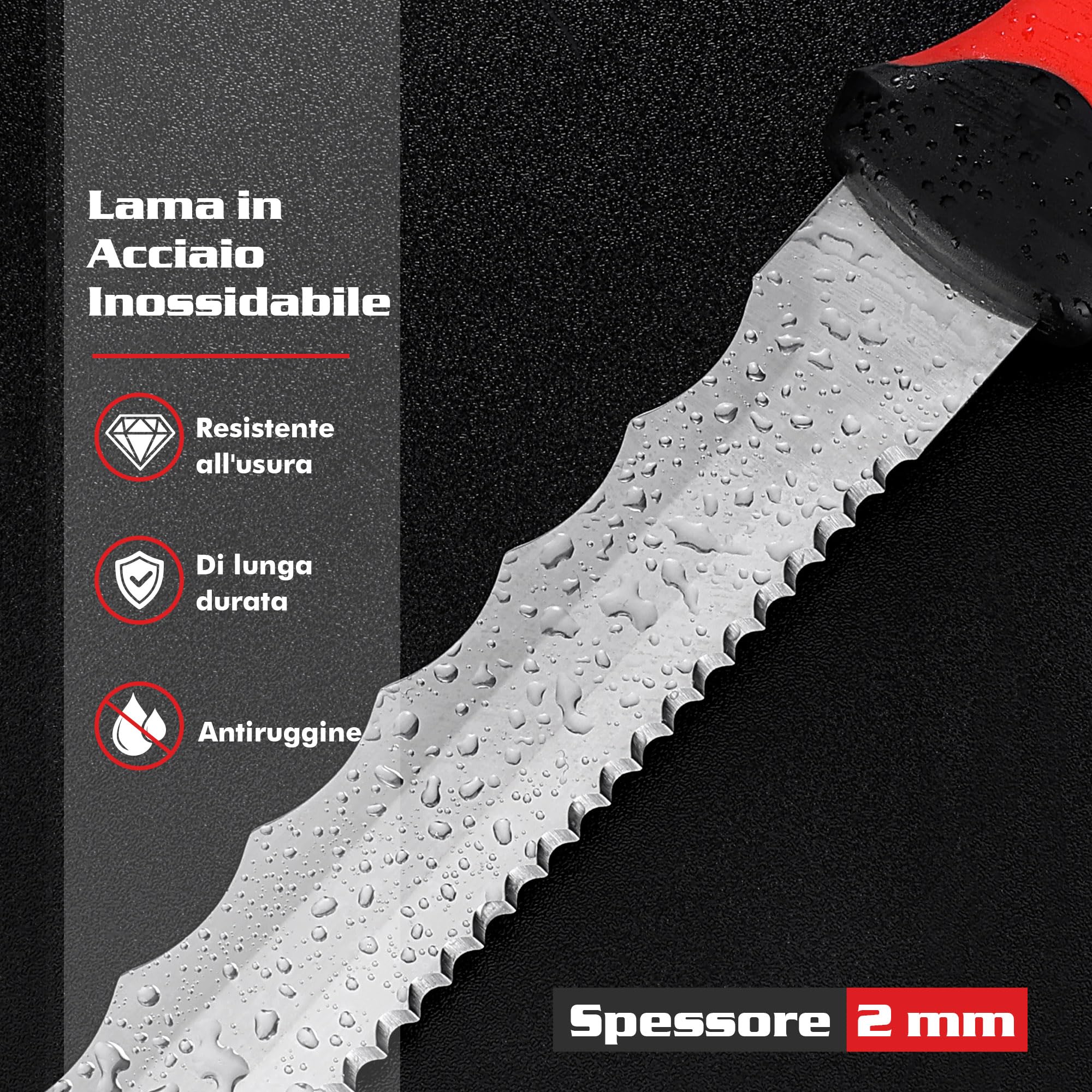 Goldblatt Coltello per Isolamento, Lama in Acciaio Inox da 20 cm, Coltello per Isolamento Doppio Lato, per Tagliare Materiali Isolanti Come Lana Isolante, Fibra di Vetro e Lana di Roccia