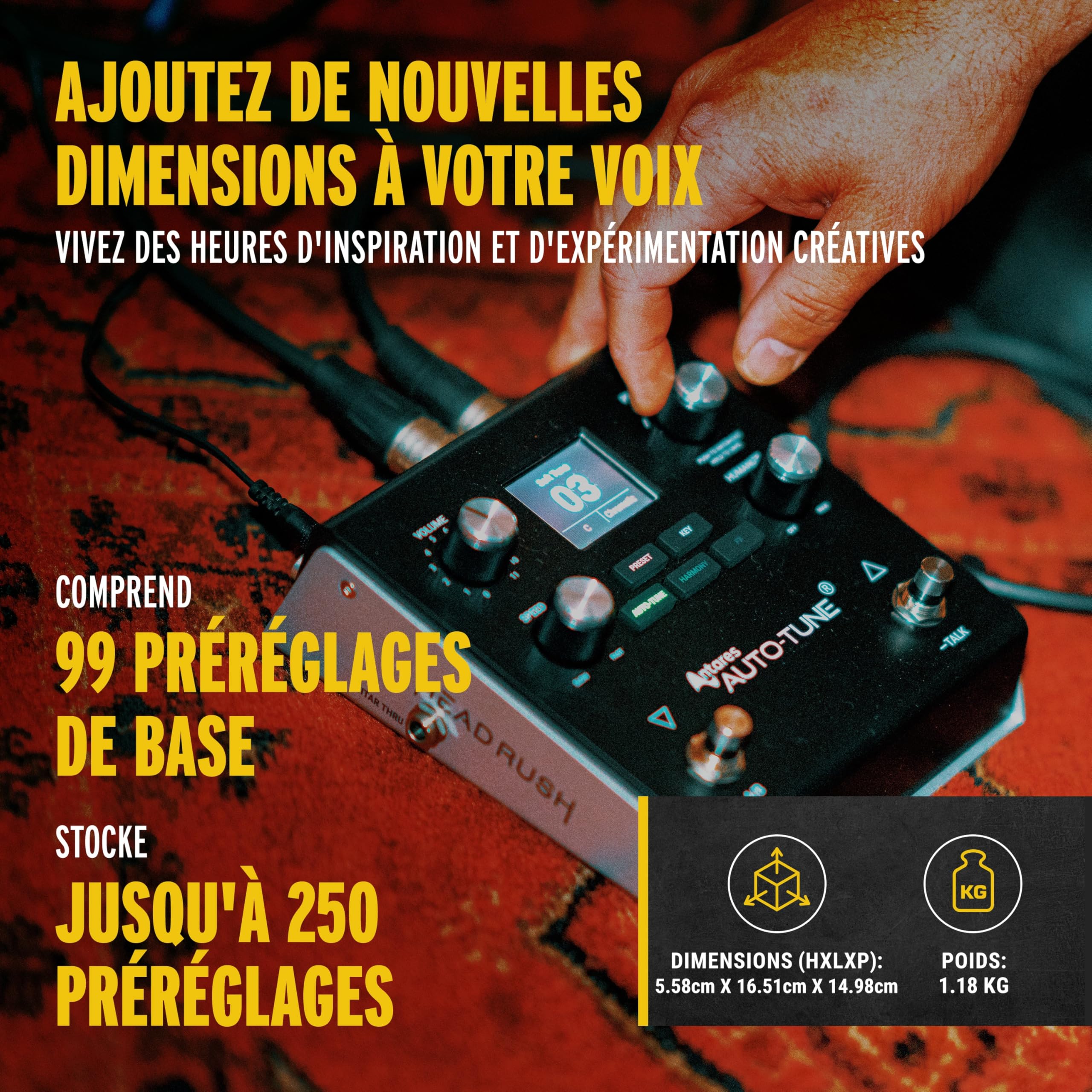 HeadRush VX5 - Pédale d'effets Vocaux avec Antares AutoTune, Correction de Tonalité en Temps Réel, Harmonie vocale, Entrées Guitare et Micro, Interface Audio