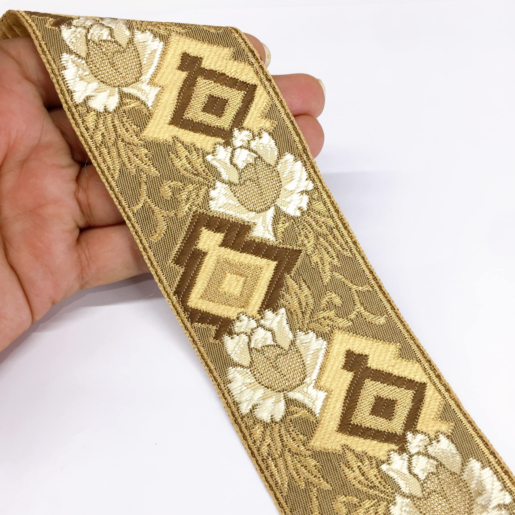 Lami 9 Meters Phulkari Jacquard Ribbon Decorative Festival Packaging Ribbon Lace Trim (Peach Orange)