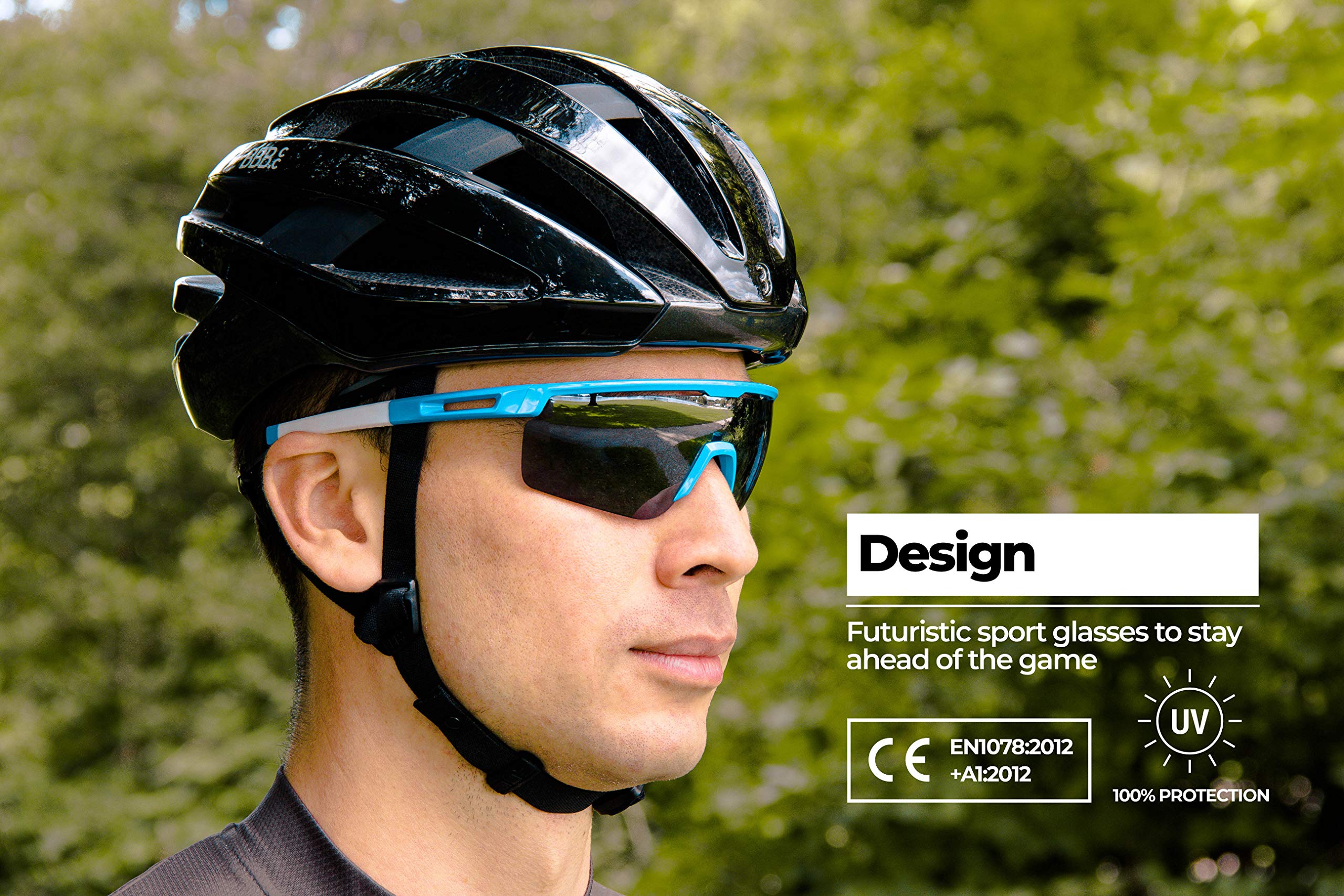 BBB Cycling Fahrradbrille Avenger | Herren und Damen Sportbrille Sonnenbrille Radsport | mit Wechselgläsern | Polycarbonat | MTB Rennrad Urban | Glänzend Heilblau