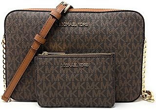 Michael Kors Jet Set Large Printed Logo Crossbody Bag With Matching Logo Coin Pouch (Brown)