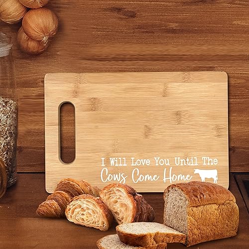 Miniatura 6 de FONDCANYON Regalos de inauguración de la casa, i'Ll Love You Till The Cows Come Home Tabla de cortar de bambú, para inauguración del hogar, regalos
