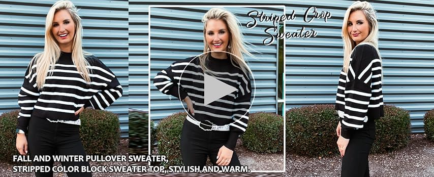 レディースウェア BRIEFING WOMEN STRIPE CREW NECK KNIT M Women Casual Striped Crewneck Knitted Sweater Pullover 2023