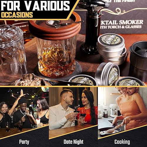 Miniatura 9 de Kit de ahumador de whisky  Kit de ahumador de cóctel  Kit de ahumador de bourbon  Kit de ahumador antiguo con antorcha y vasos, 6 fichas de madera y