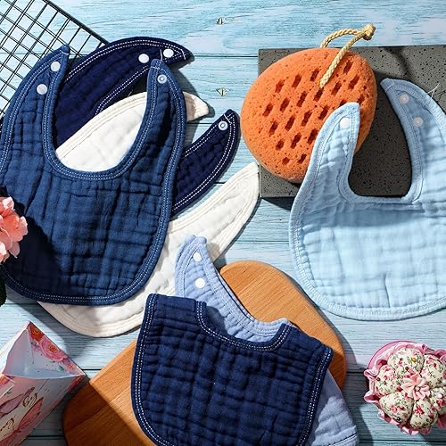 Miniatura 3 de Frienda 6 piezas de baberos de muselina para dentición de bebé, bandana, baberos, 6 capas absorbentes para bebé, niño y niña, paño de algodón para