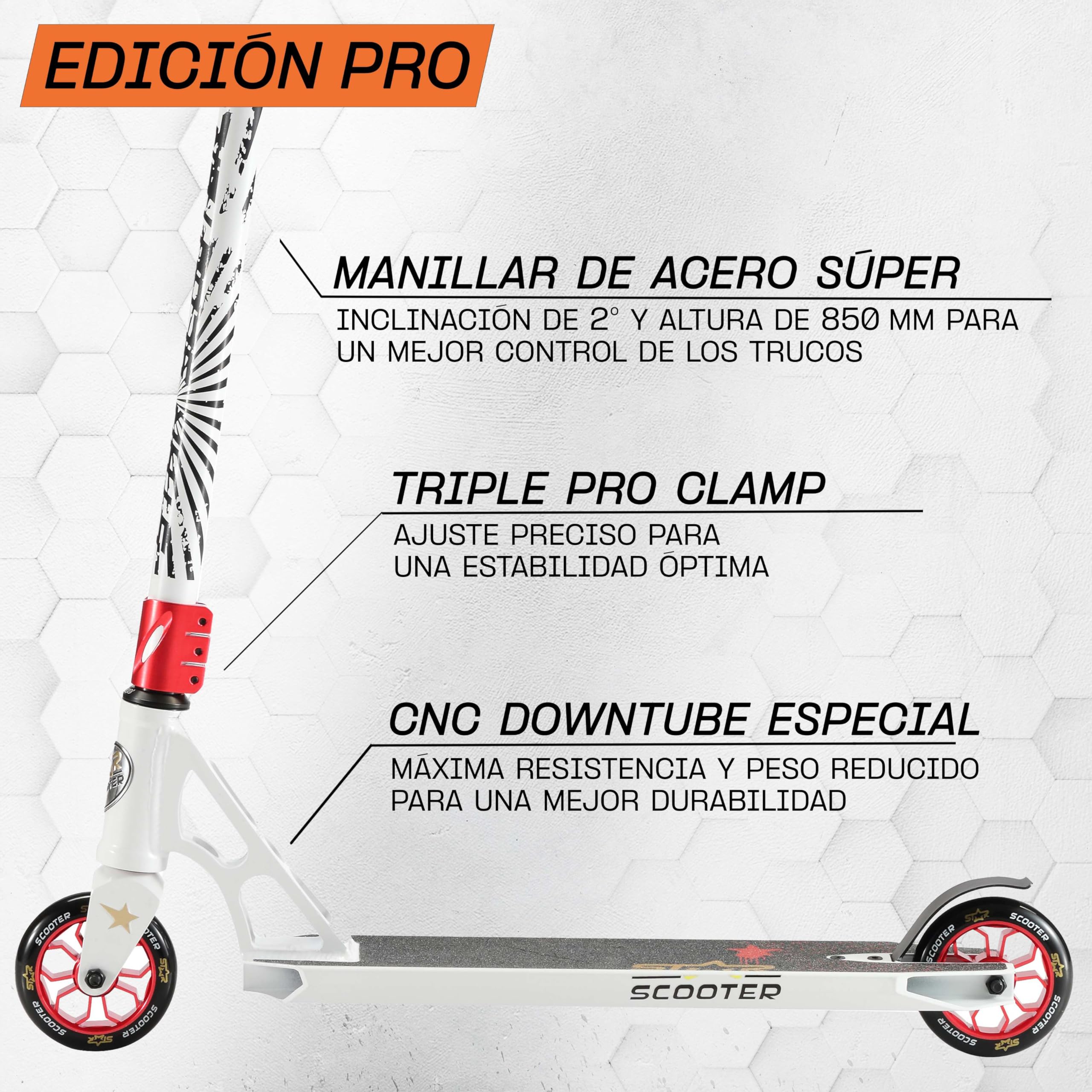 STAR SCOOTER Patinete de Acrobacias Profesional Patineta Freestyle Stunt Scooter para niños y niñas a Partir de 8 años | 110 mm Edición Pro HIC