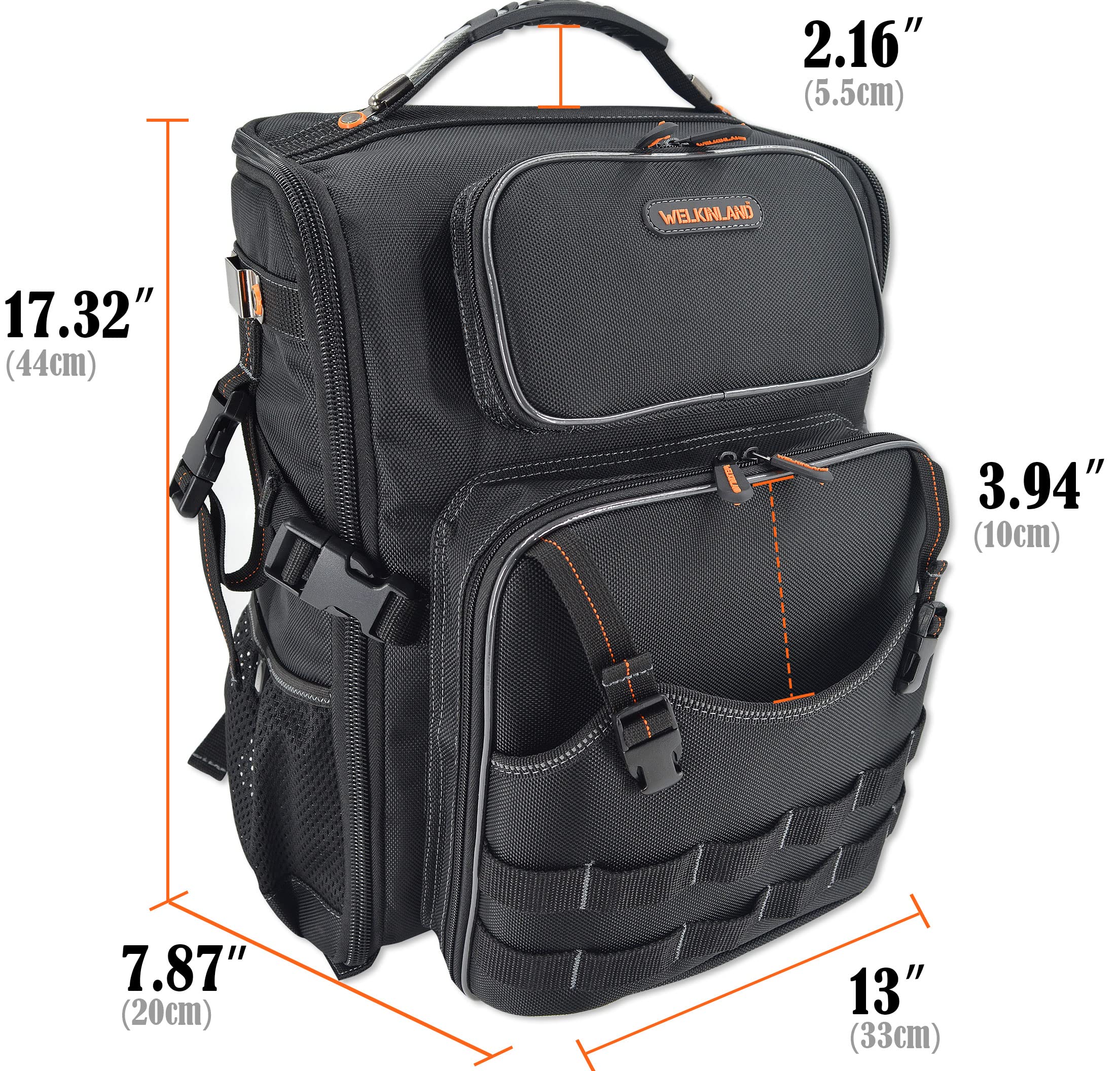WELKINLAND Mochila de Herramientas Completamente Abierta, Bolsa de Herramientas para Hombres