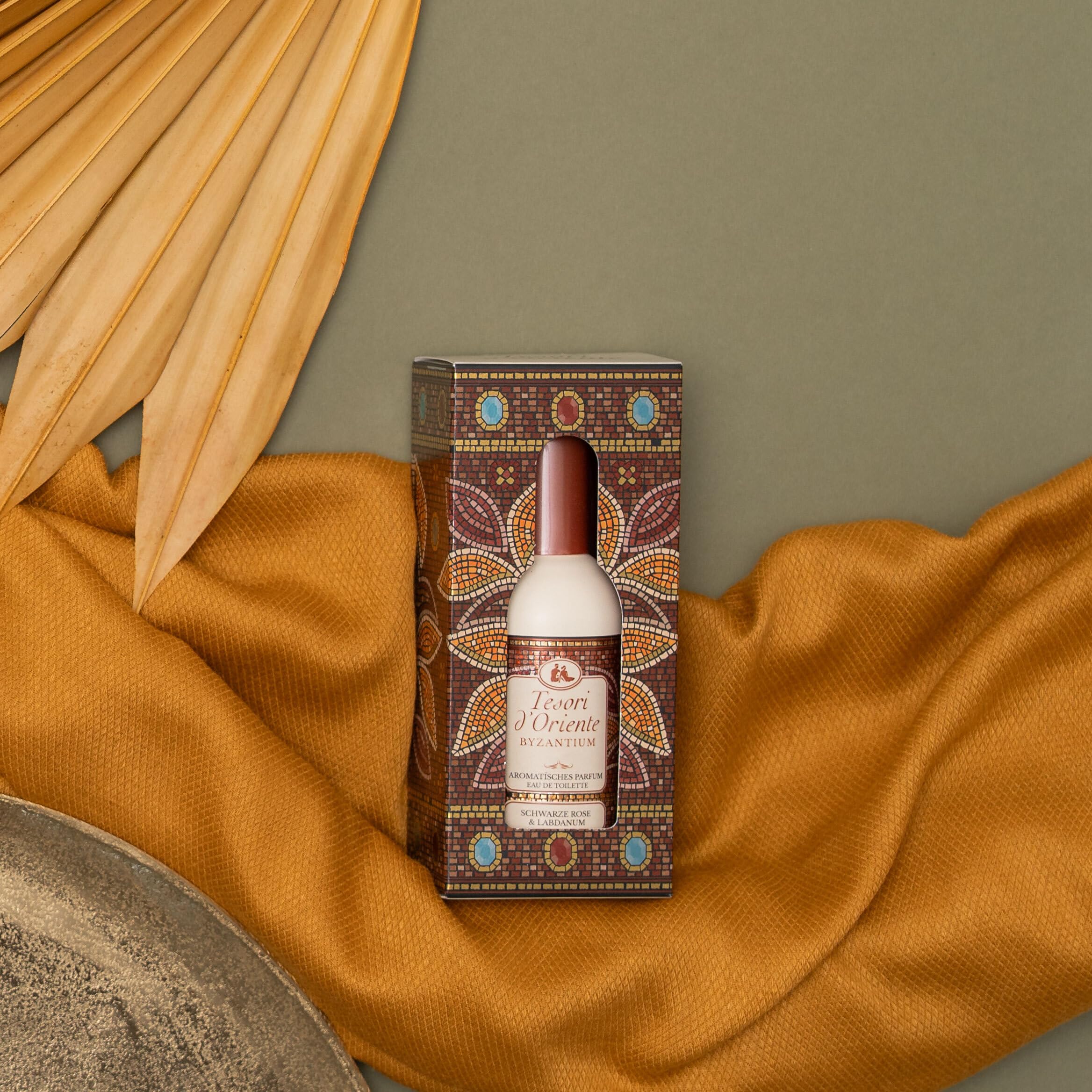 Tesori d'Oriente EDT Byzantium 100 ml, aromatyczne perfumy (czarna róża i ladanum), w aluminiowym flakonie, rytuał wellness dla ciała i zmysłów