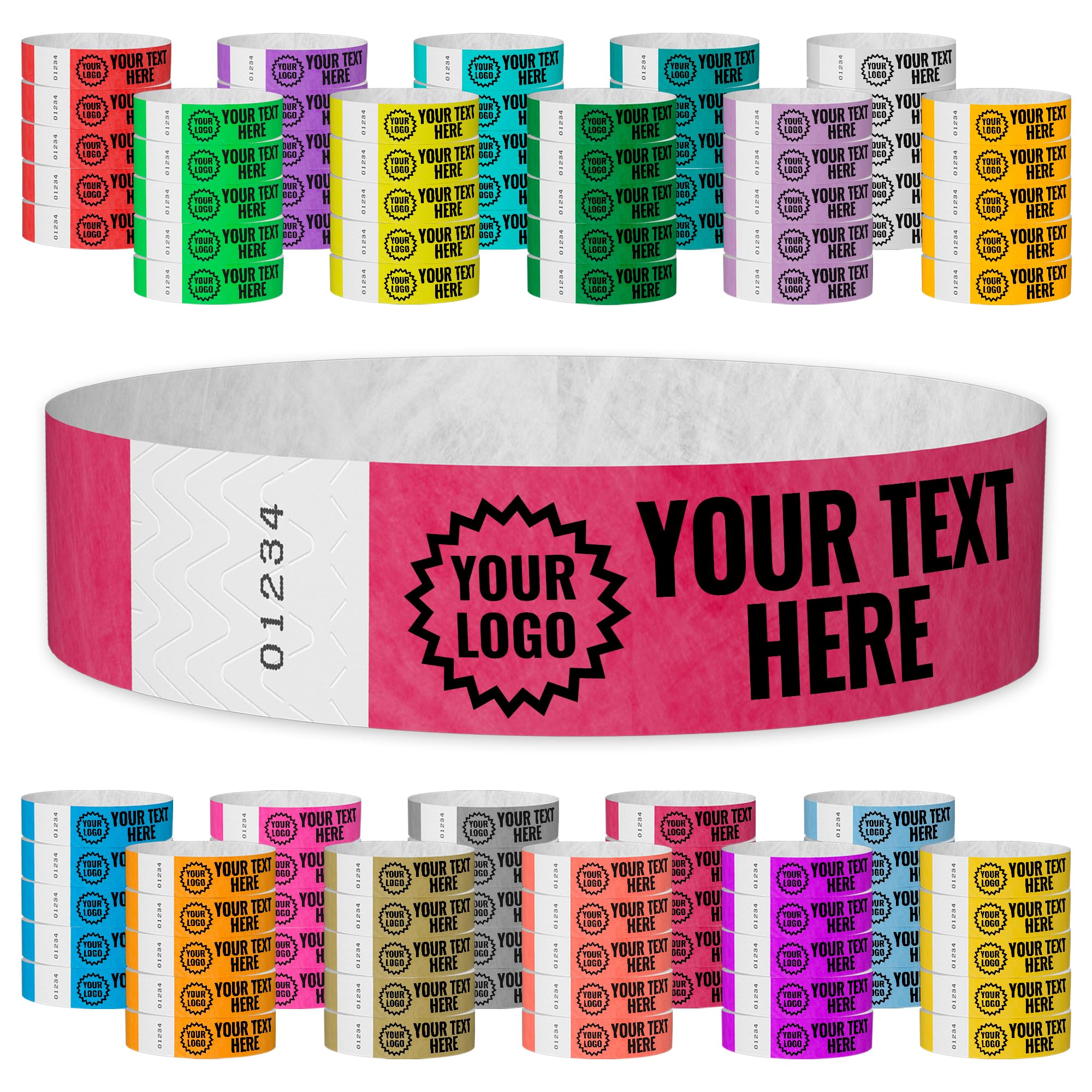 WristCo Cranberry Custom Imprint Wristbands - 2,000 Tyvek - Select Qty