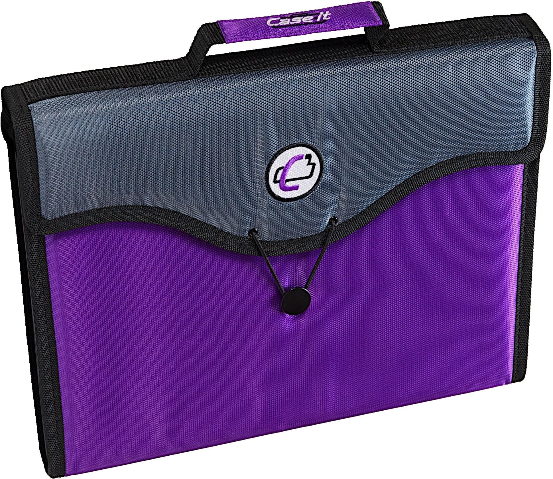 Case-it 13-Pocket Expanding File with Handle and Shoulder Strap, Purple, EFF-30-PUR