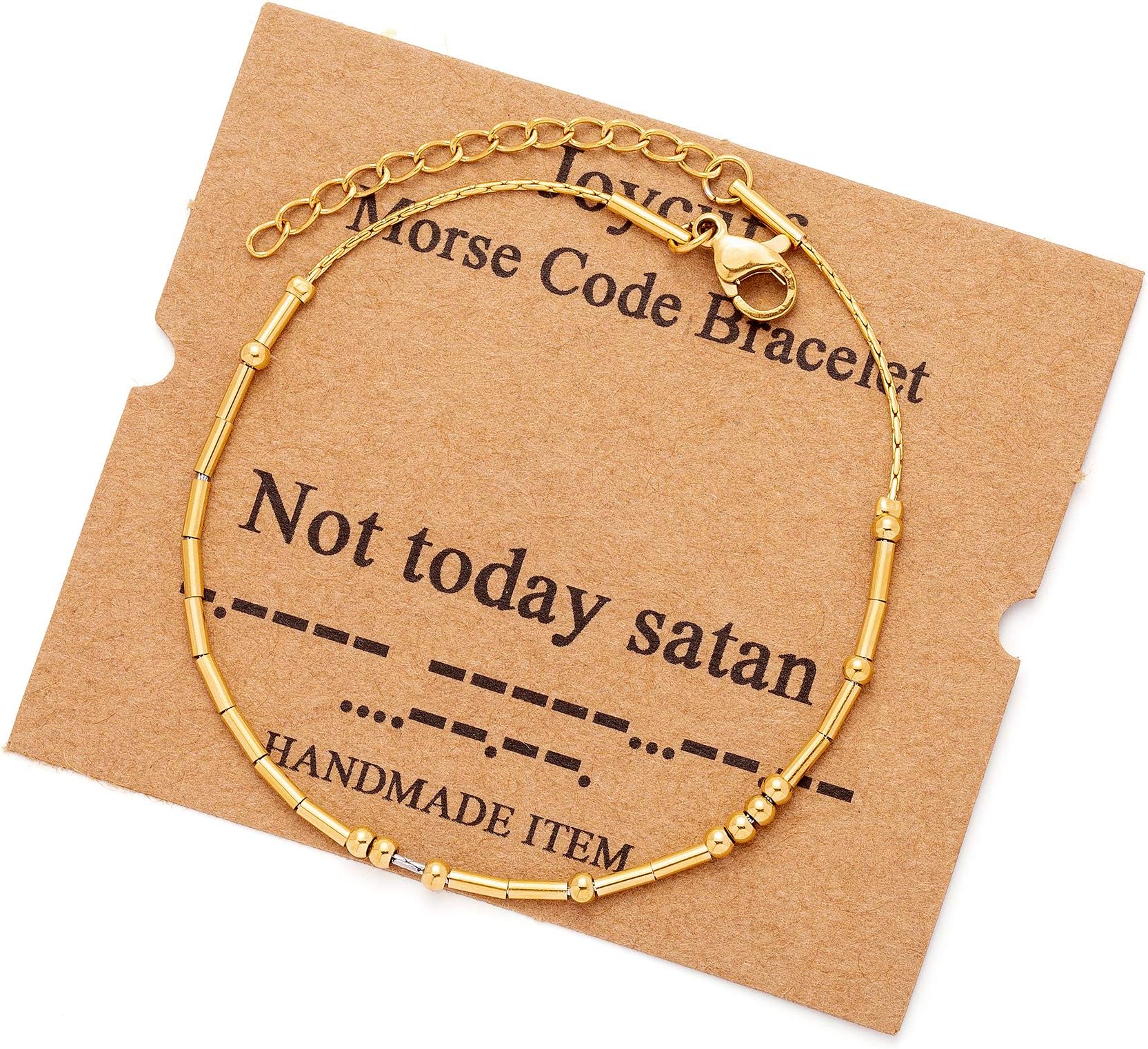 JoycuFFInspirational Morse Code Bracelets for Women Girls Mothers Day Birthday Christmas Gifts for Mom Mother Daughter Grandmother Stainless Steel Jewelry Snake Chain Memorial Graduation Bracelet