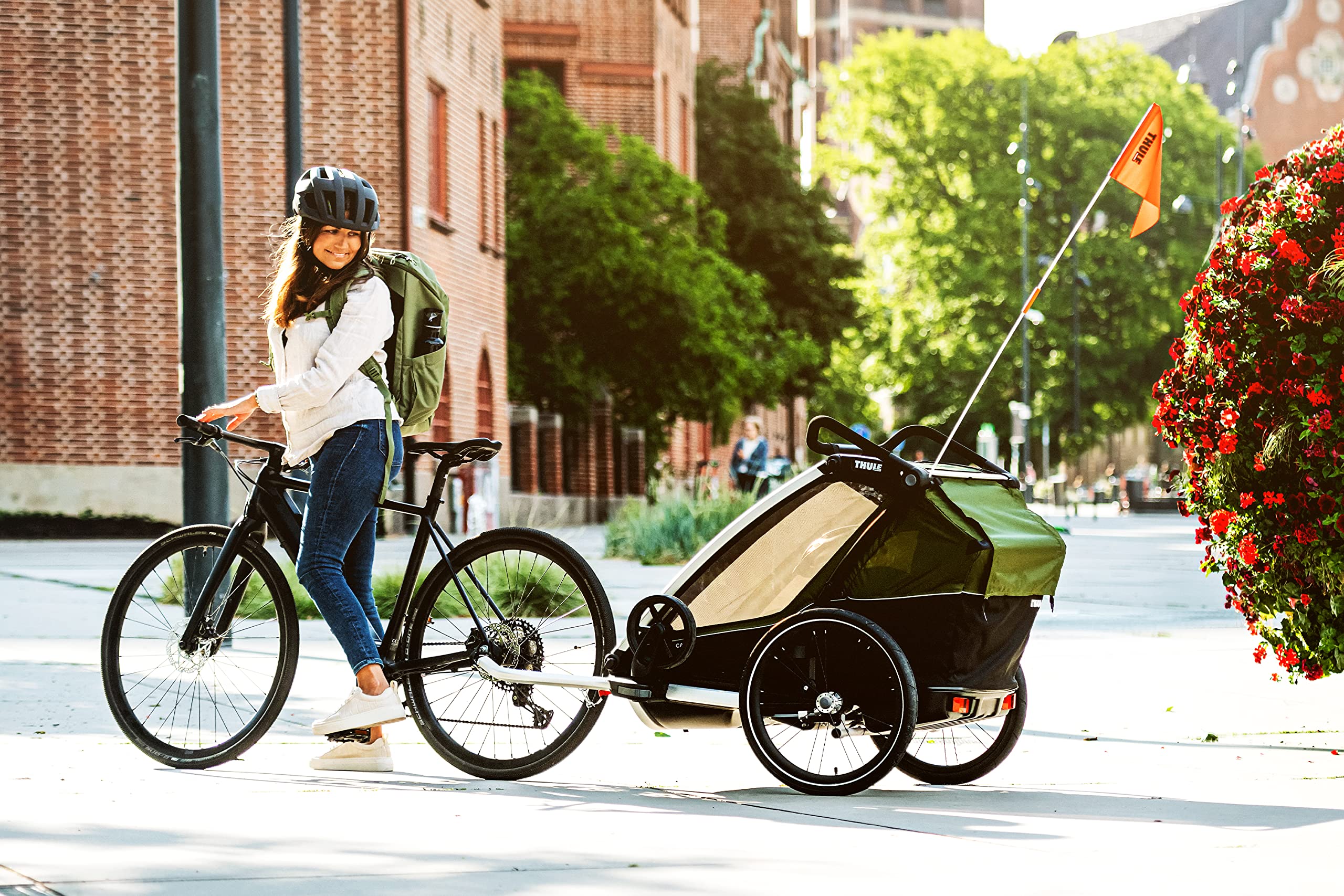 Thule Chariot Cab Rimorchio Per Bici Multisportivo Aluminum/cypress green, One-Size
