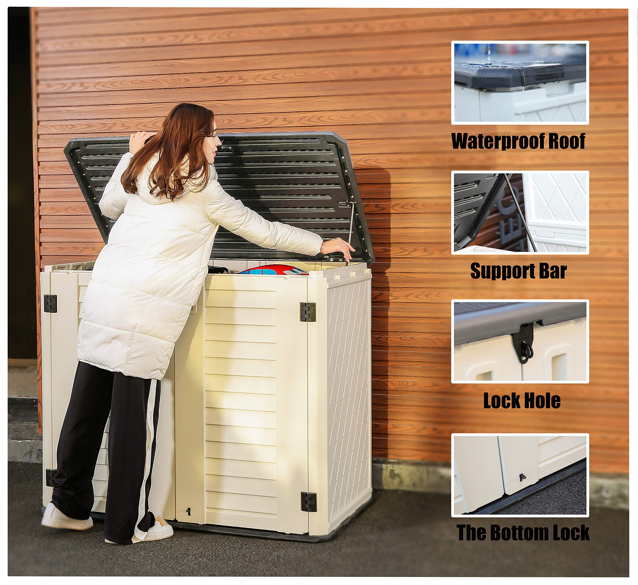 ADDOK Outdoor Storage Shed MultiFunction, 4.2 x 2.4 Foot Lockable