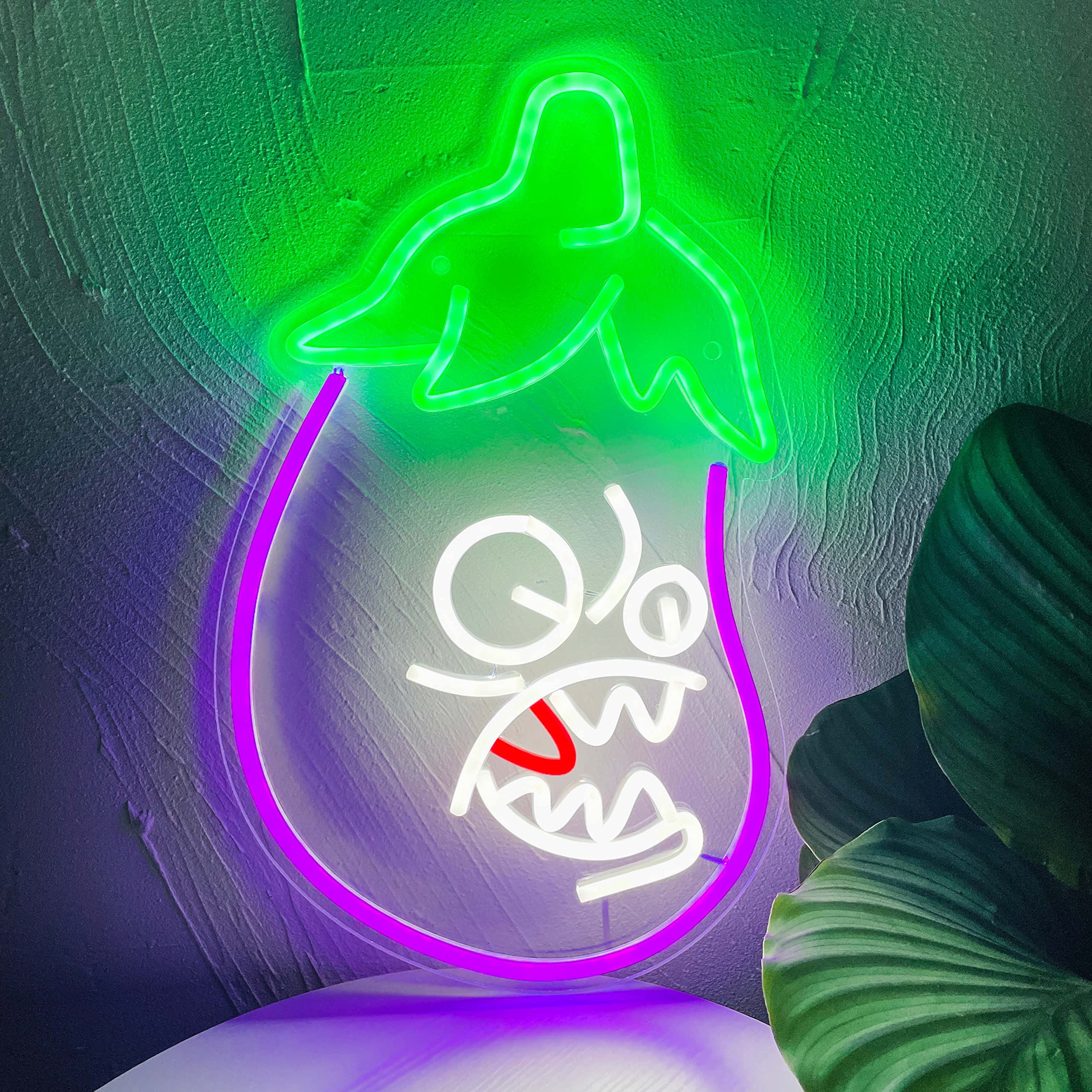 bpa Bad Eggplant Neon Sign PVZ Bad Eggplant Sign Dimmable LED Neon Light for Gamer Room Decor Eggplant Decor for Man Cave Baddie Room Decor Gifts for Boyfriend (Purple)