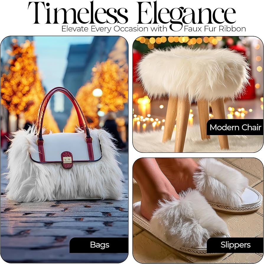 Amazon.com: FabricLA Fur | Faux Fur Fabric | White Fur Ribbon Trim