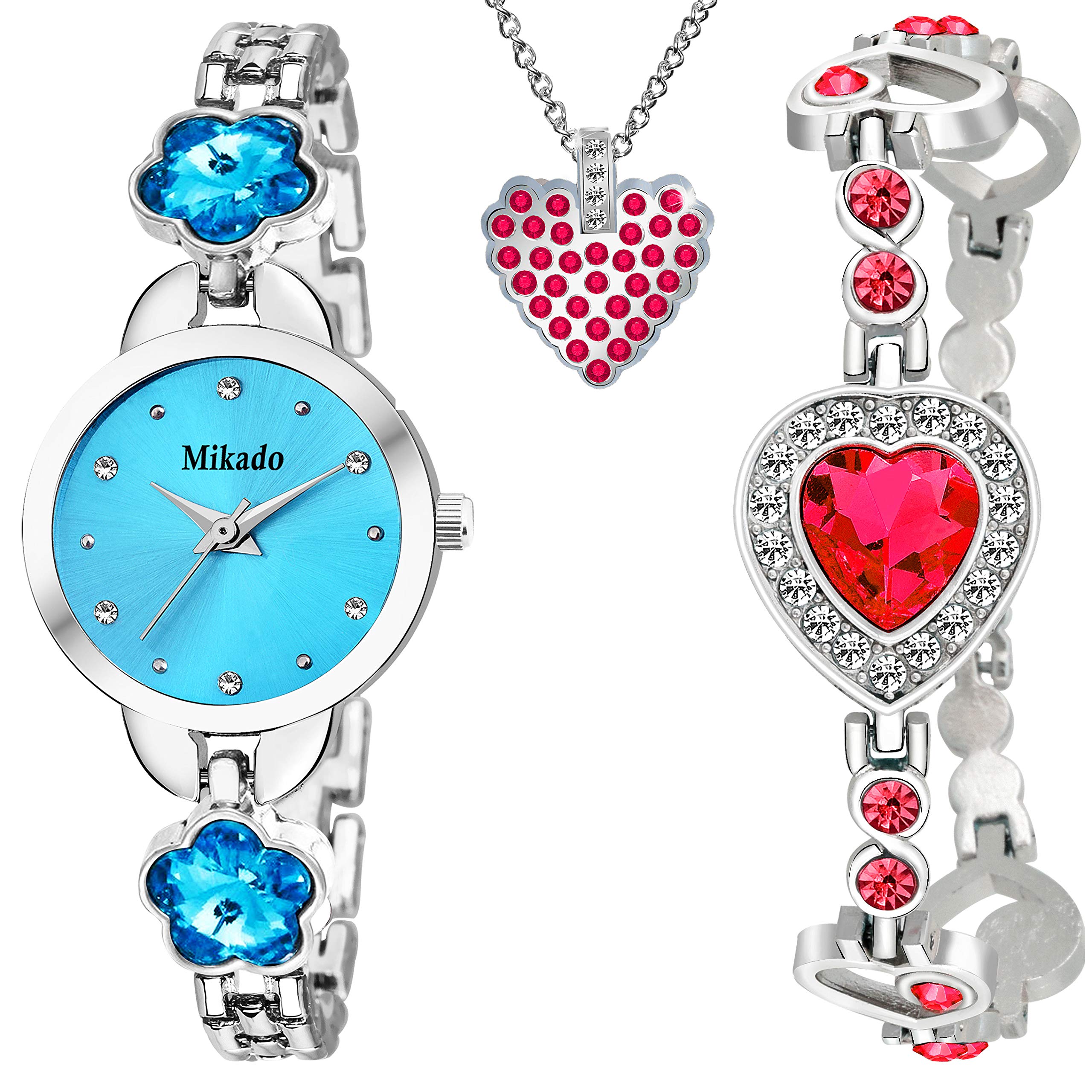 Mikado Multicolor Metal Alloy Crystals Design Womens Bracelet Watch and Pendant Combo (B08BR7B4GY) Amazon Price History, Amazon Price Tracker