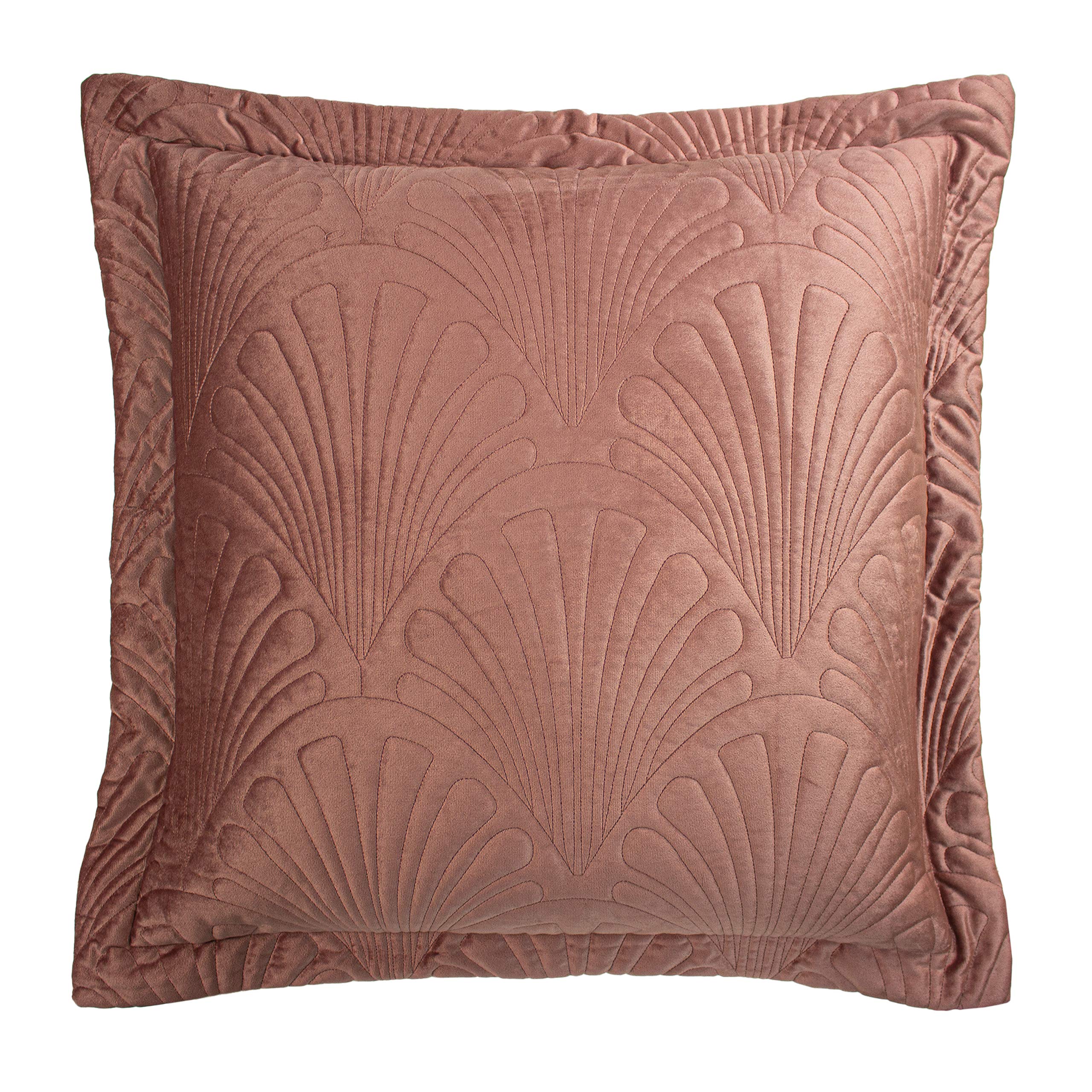 Paoletti Palmeria Quilted Velvet Cushion - Pink - 55x55cm