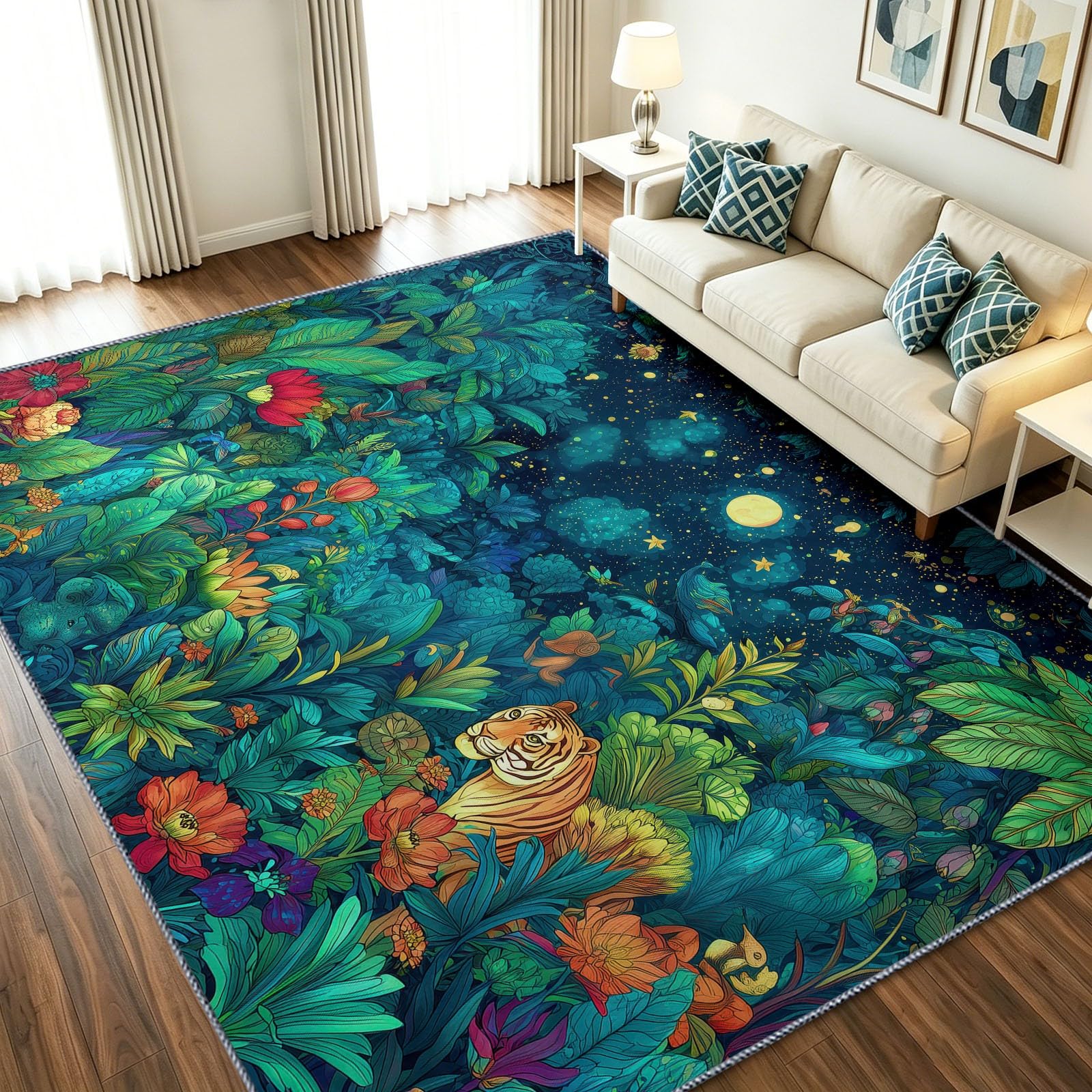 Alfombra de selva tropical antideslizante que evita tropiezos y se lava en lavadora 60