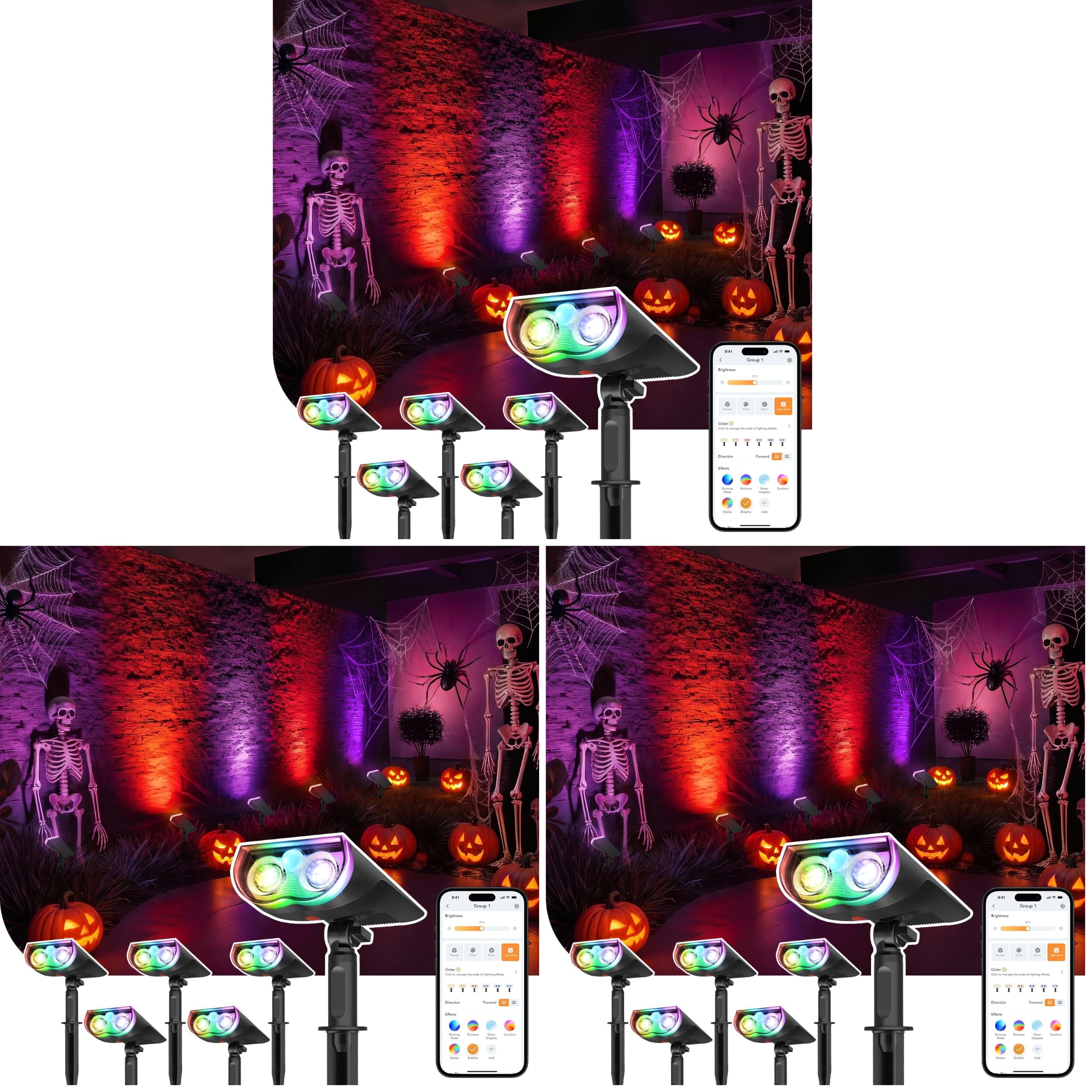 Linkind Smart Solar Lights SL5 with Motion Sensor, Halloween Lights Outdoor (Pack of 3)