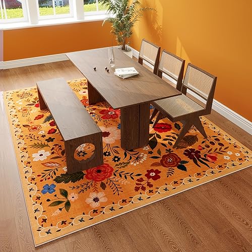 Miniatura 11 de Rugcomf Alfombra de pasillo para cocina, antideslizante, 2 x 6 pies, alfombras lavables con parte trasera de goma, alfombra floral suave para