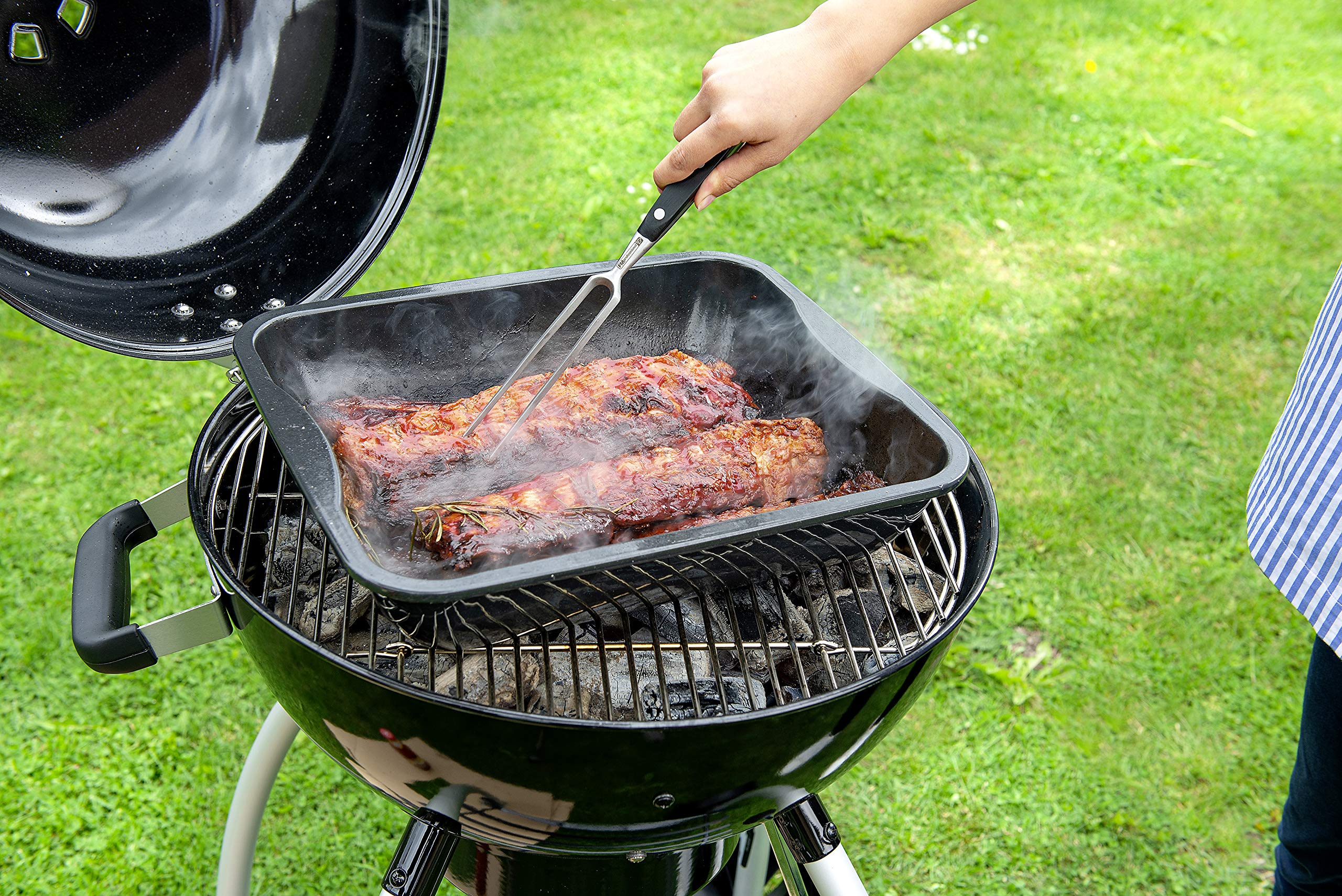 FMprofessional - Tenedor de Carne para filetes, asados y Verduras de Fackelmann, Tenedor para Barbacoa con Puntas largas, Tenedor para trinchar para Girar y Fijar Carnes y Coser, Color Plateado