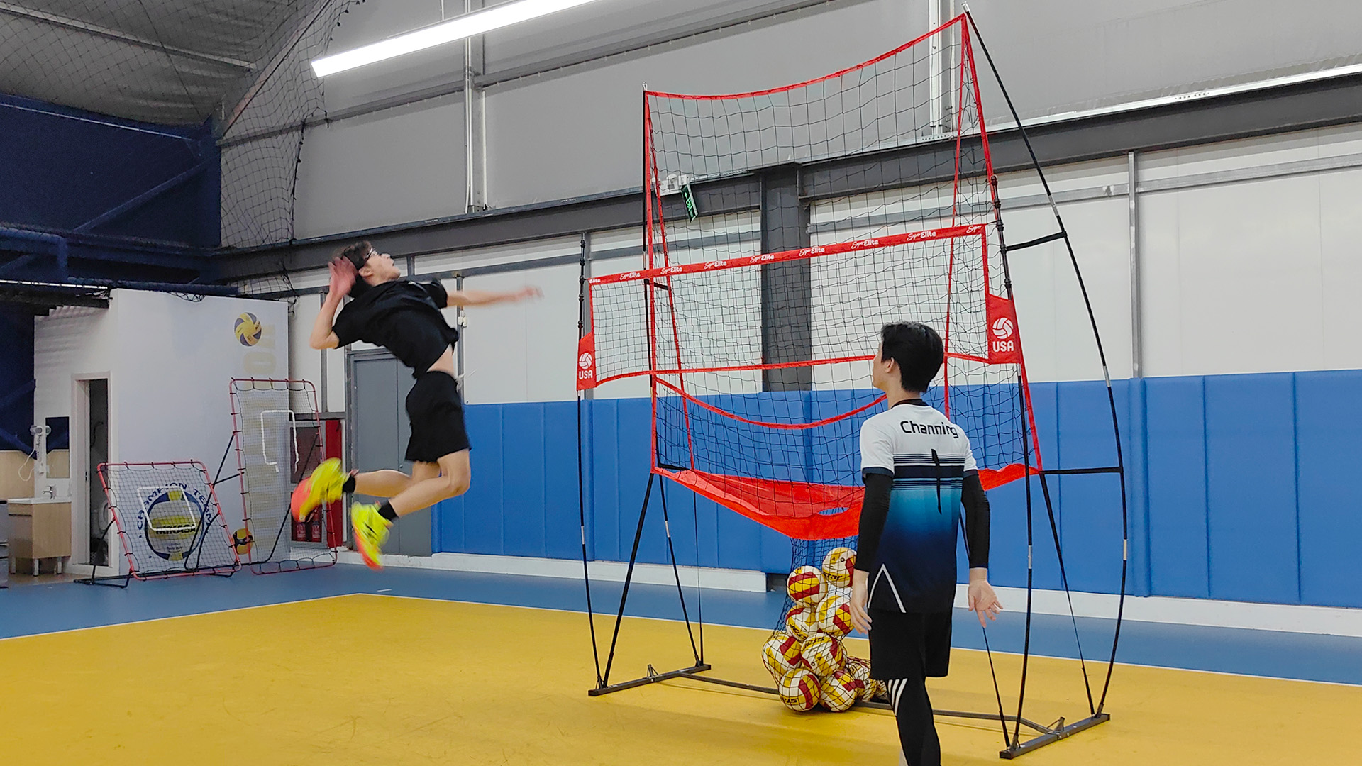 2-in-1 Volleyball Practice Net Station With Patented 5-Height - View #2