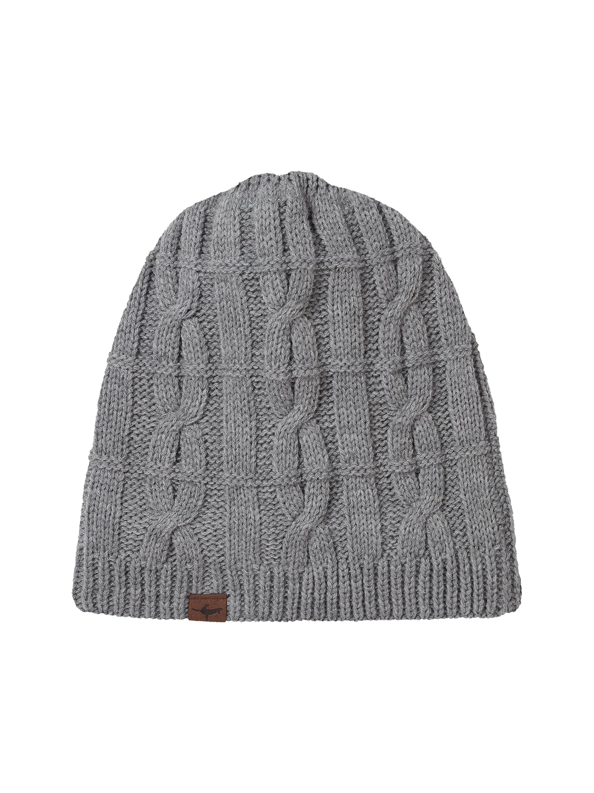 SEALSKINZ Blakeney Waterproof Cold Weather Cable Knit Beanie, Grey Marl, XXL