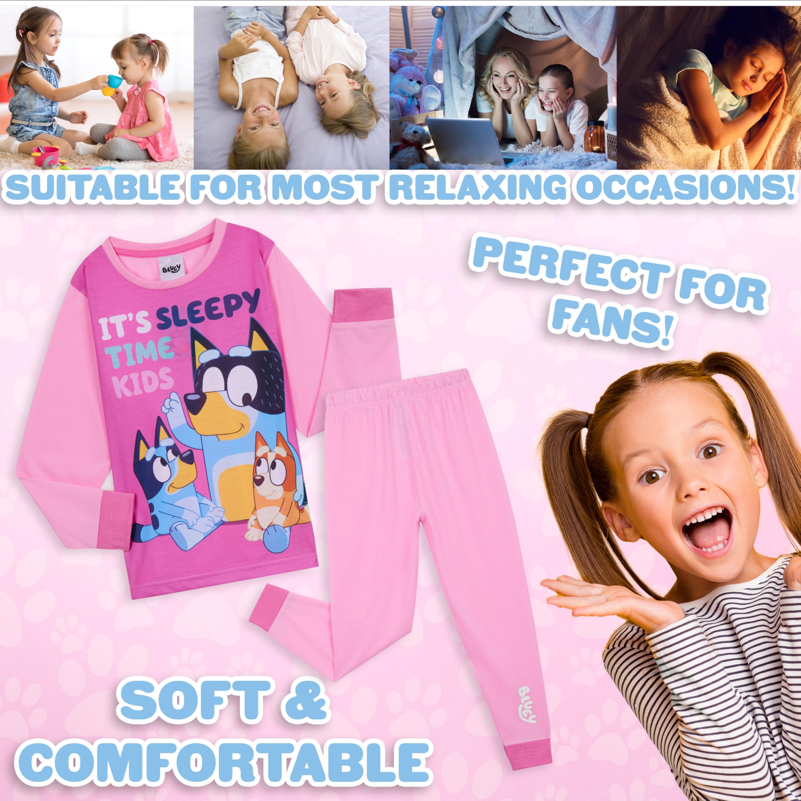 BlueY Lungo Pigiama Bambina, Comodo e Traspirante Abbigliamento da Casa Set